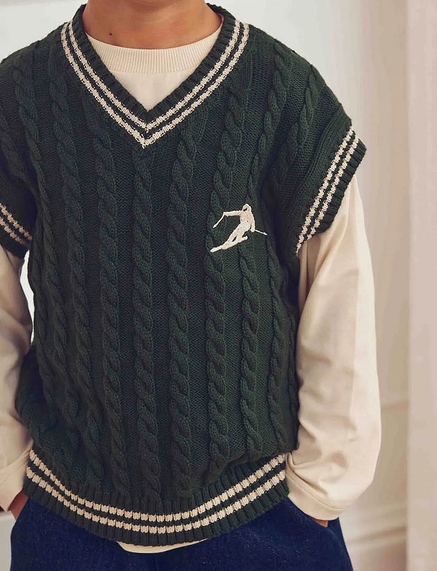 Müsli - Knit cable vest - forest green - 3