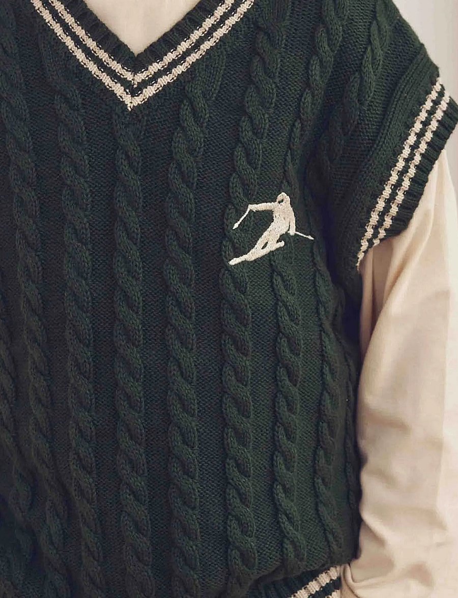 Müsli - Knit cable vest - forest green - 4