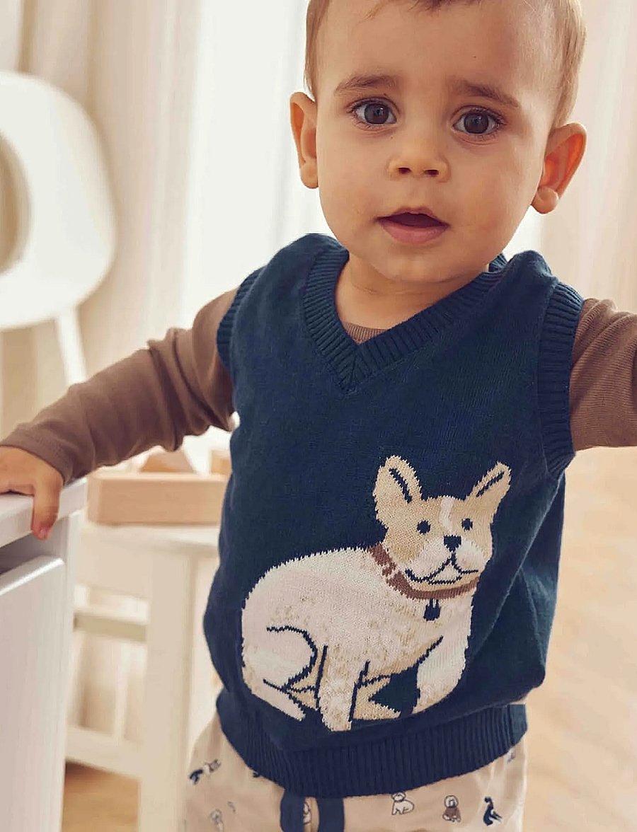 Müsli - Old english knit vest baby - navy - 0