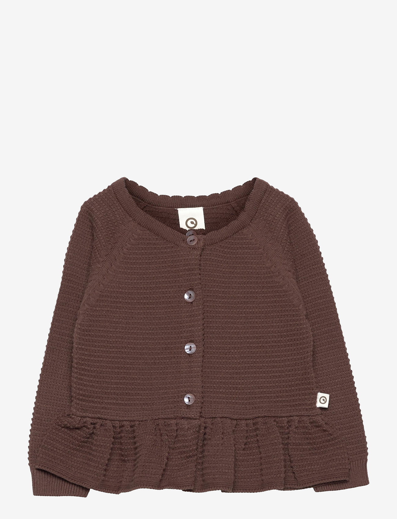Müsli by Green Cotton - Knit frill cardigan baby - brownie - 0