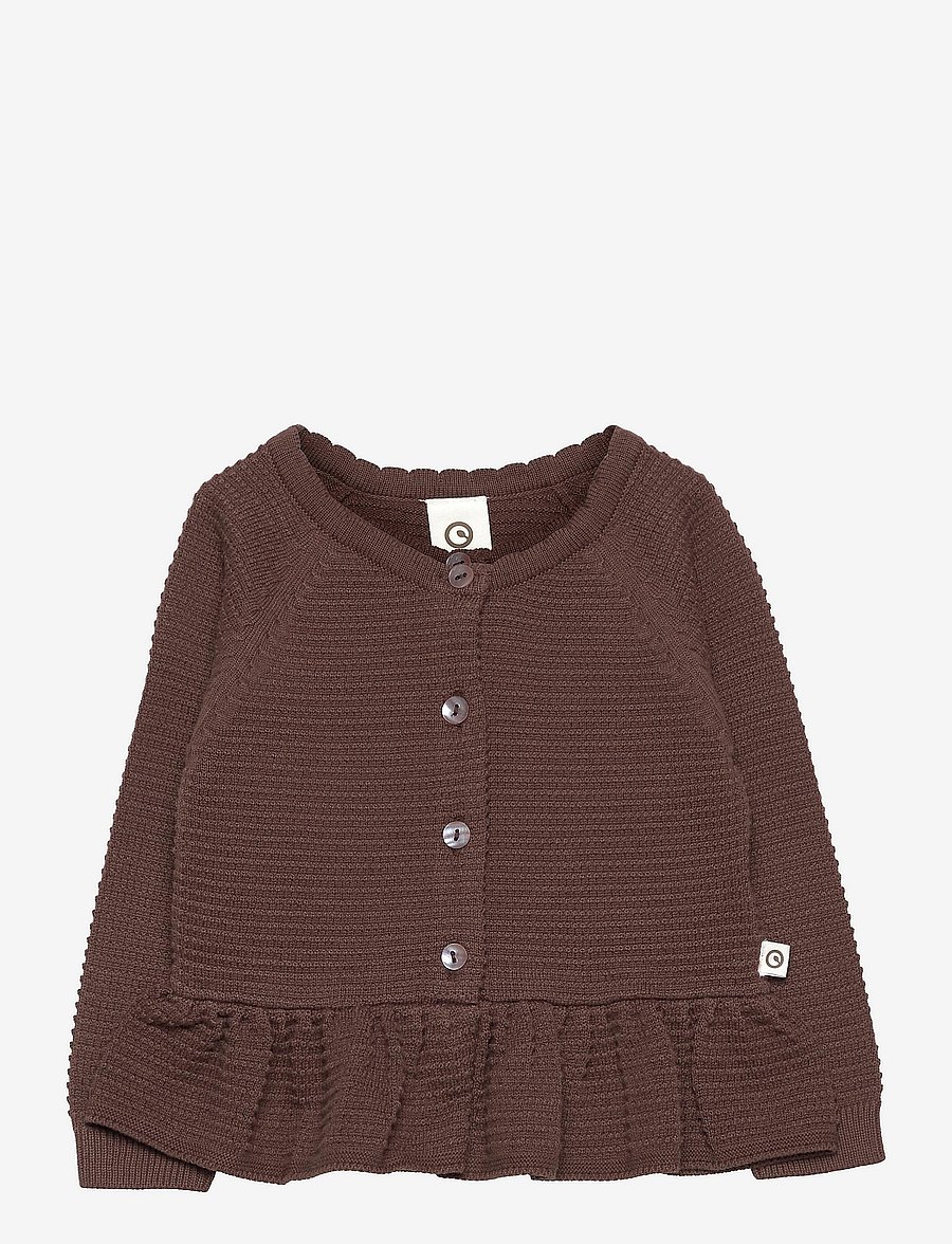 Müsli by Green Cotton - Knit frill cardigan baby - brownie - 0