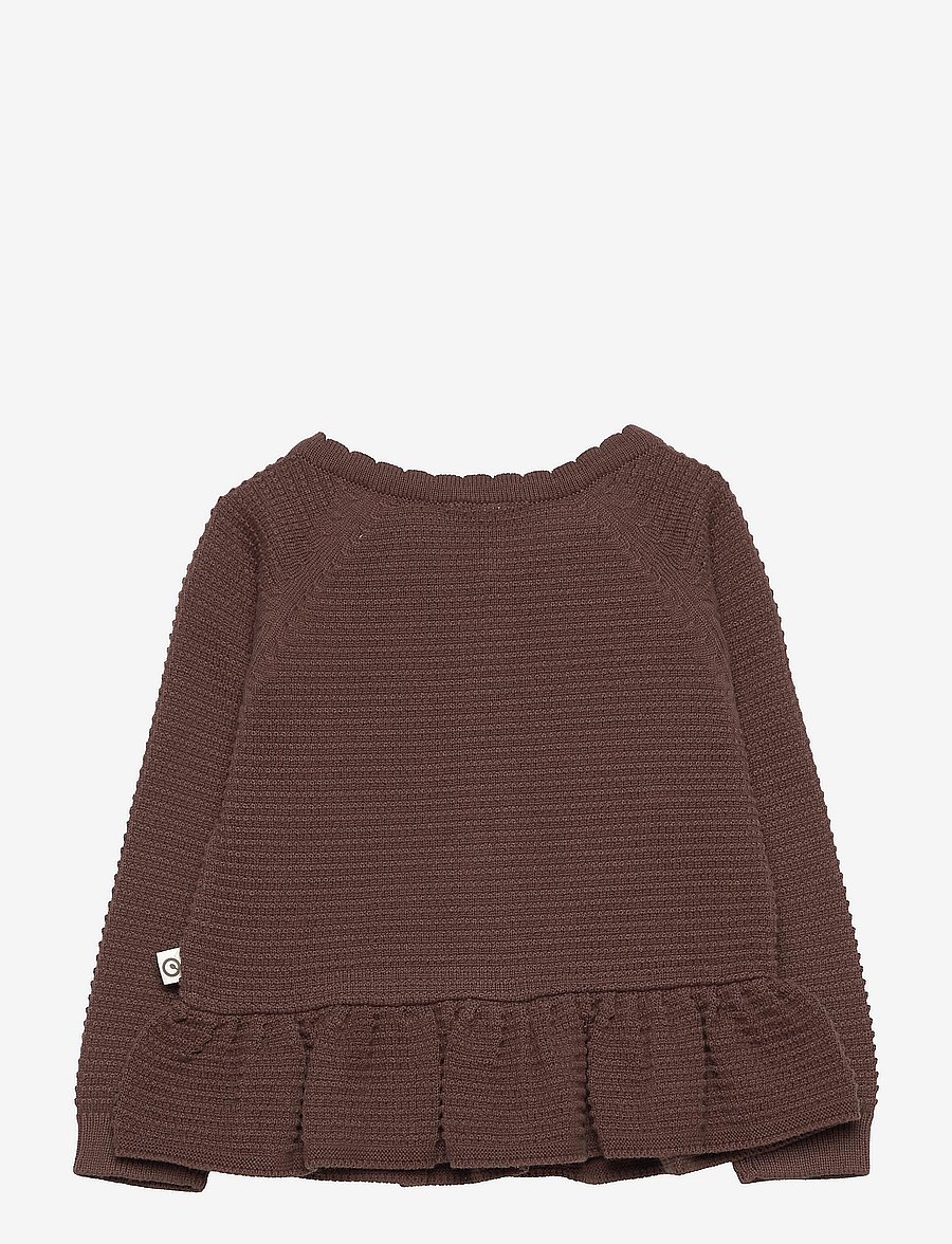 Müsli by Green Cotton - Knit frill cardigan baby - brownie - 1