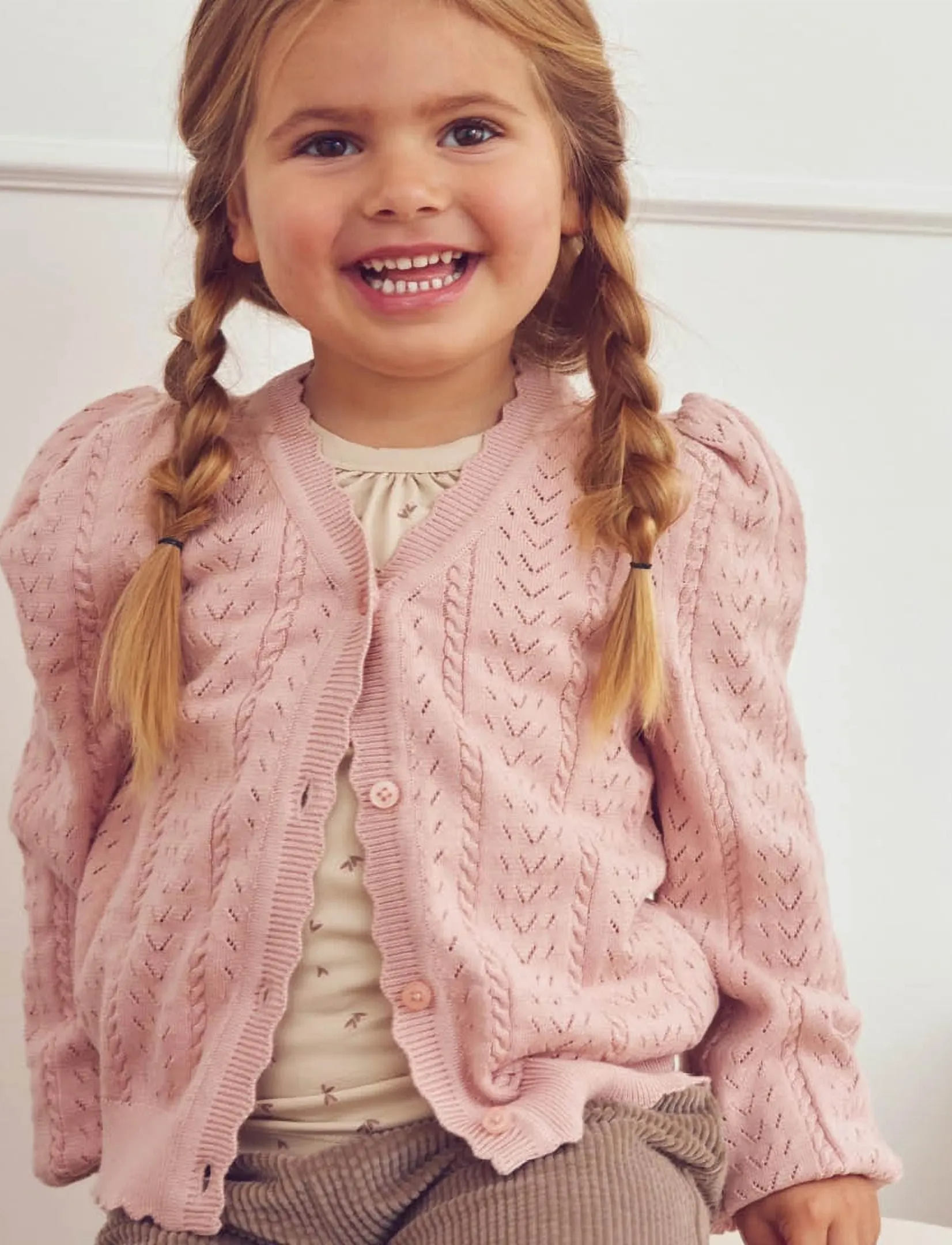 Müsli - Knit pointelle cardigan - blush - 3