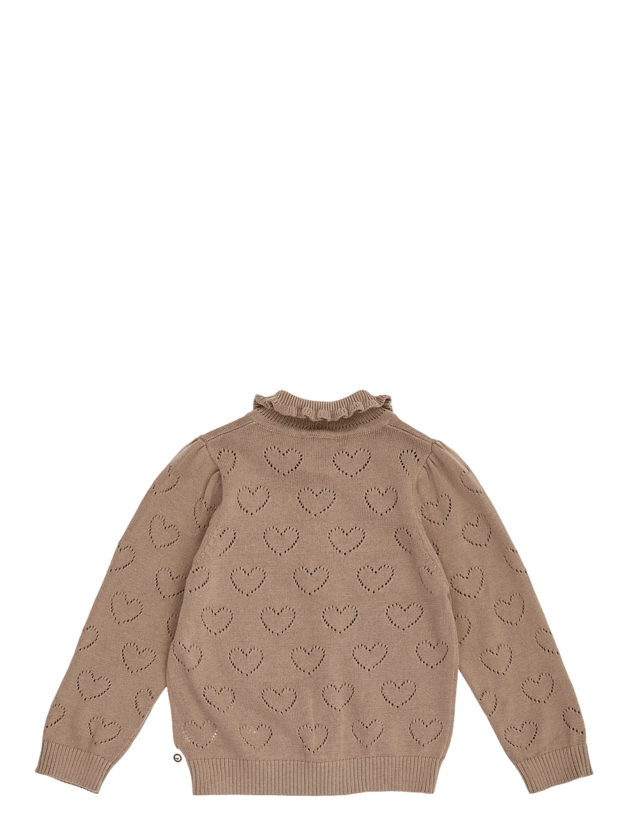 Müsli - Knit pointelle heart cardigan baby - walnut - 2