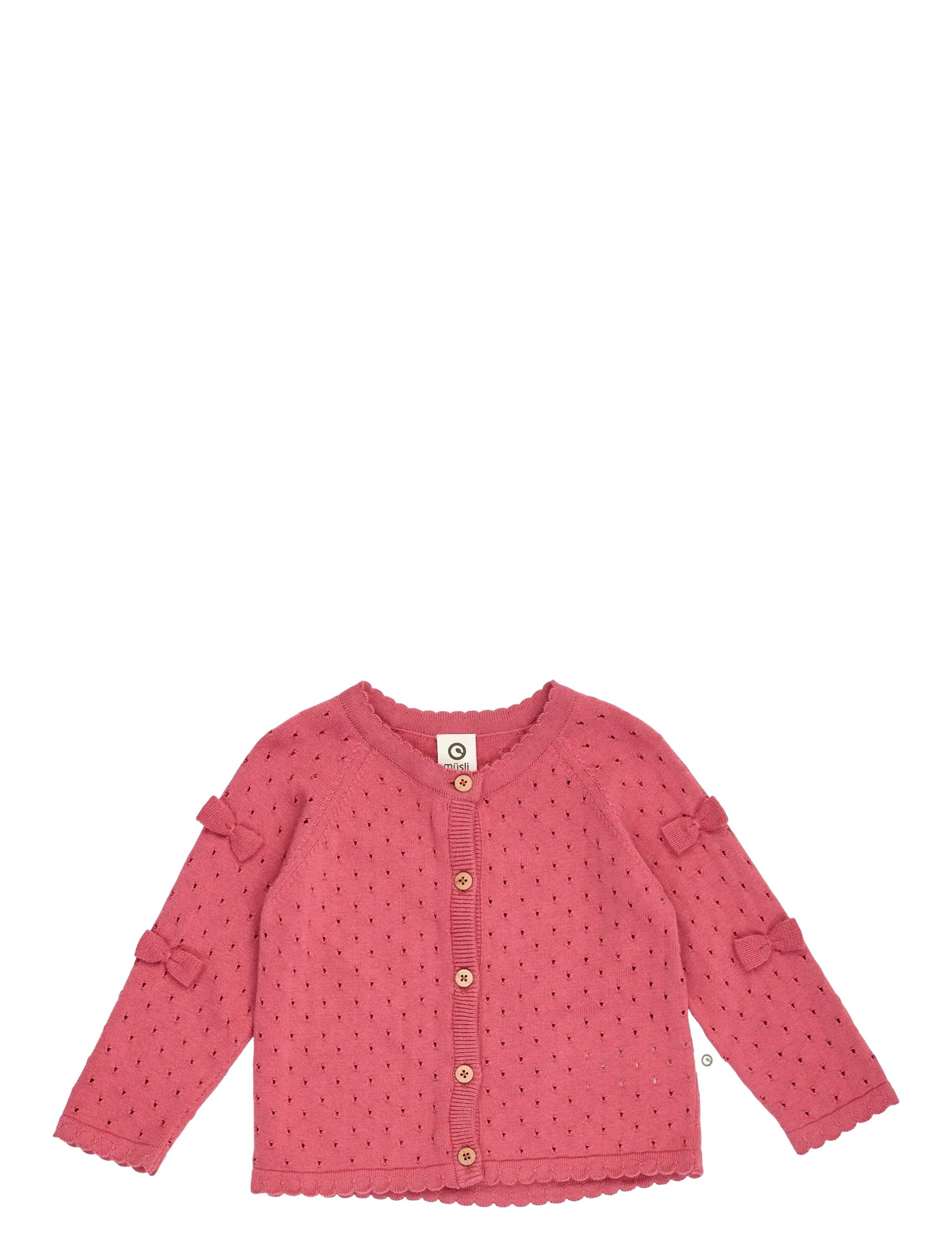 Müsli Knit pointelle bow cardigan baby - Shop efter størrelse - BAROQUE ROSE / pink/rose