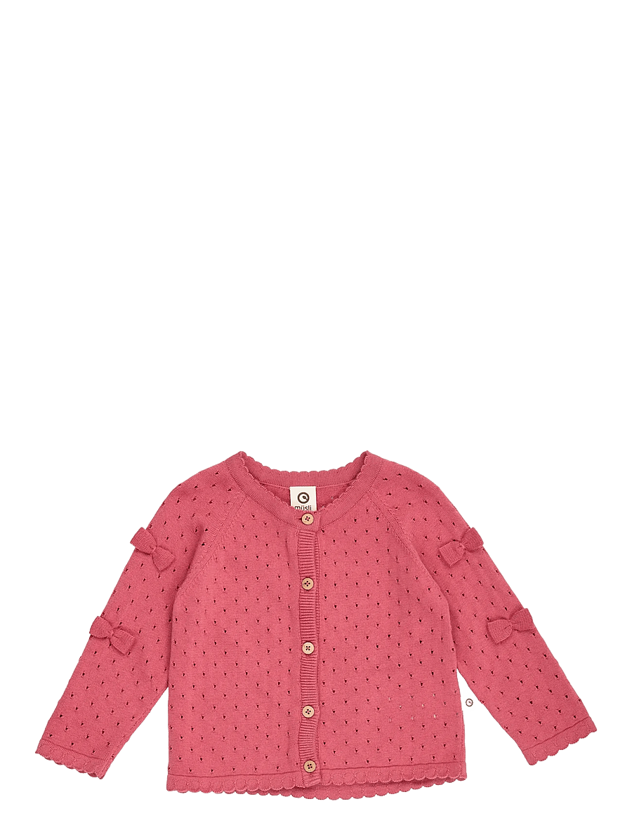 Müsli - Knit pointelle bow cardigan baby - baroque rose - 1