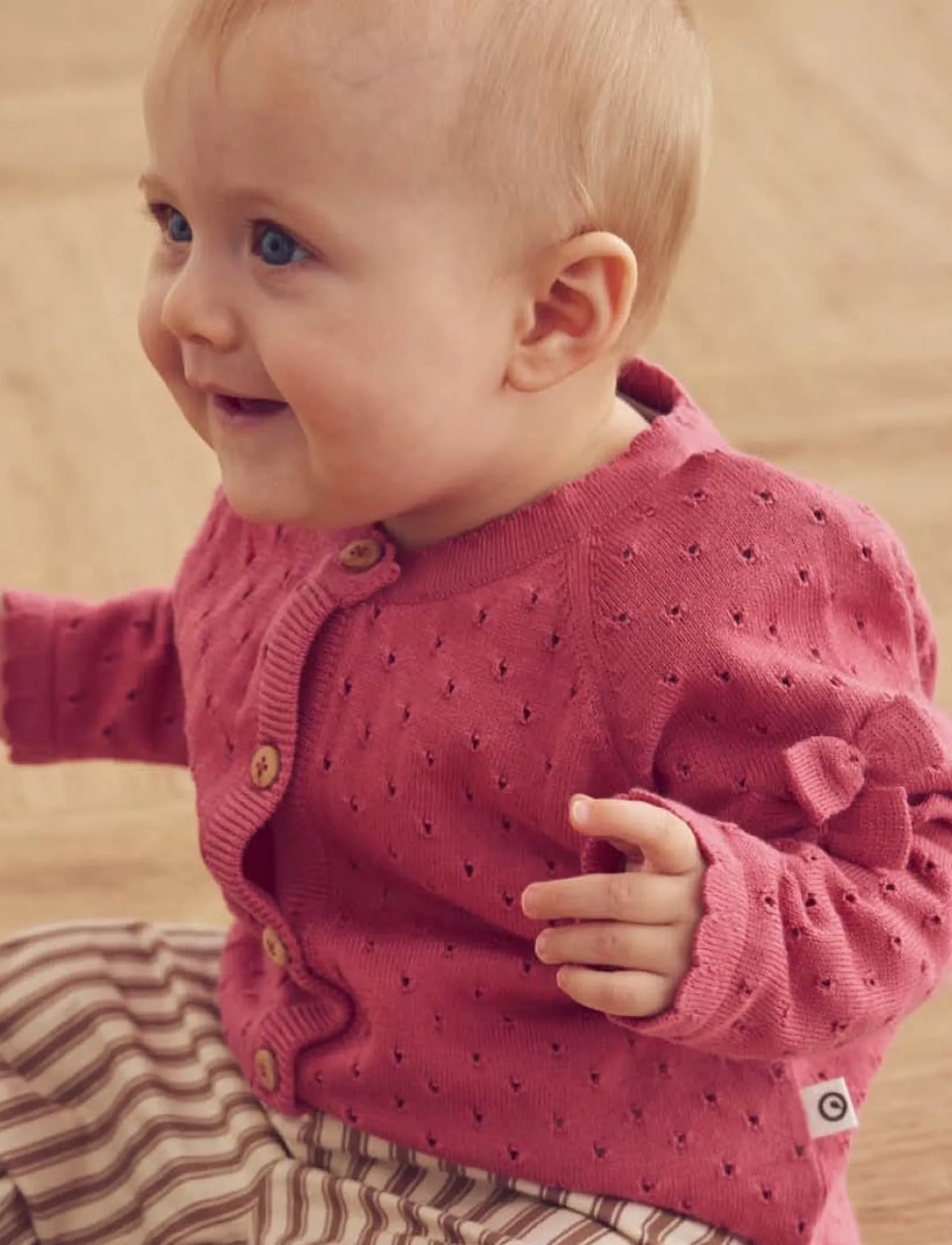 Müsli - Knit pointelle bow cardigan baby - baroque rose - 0