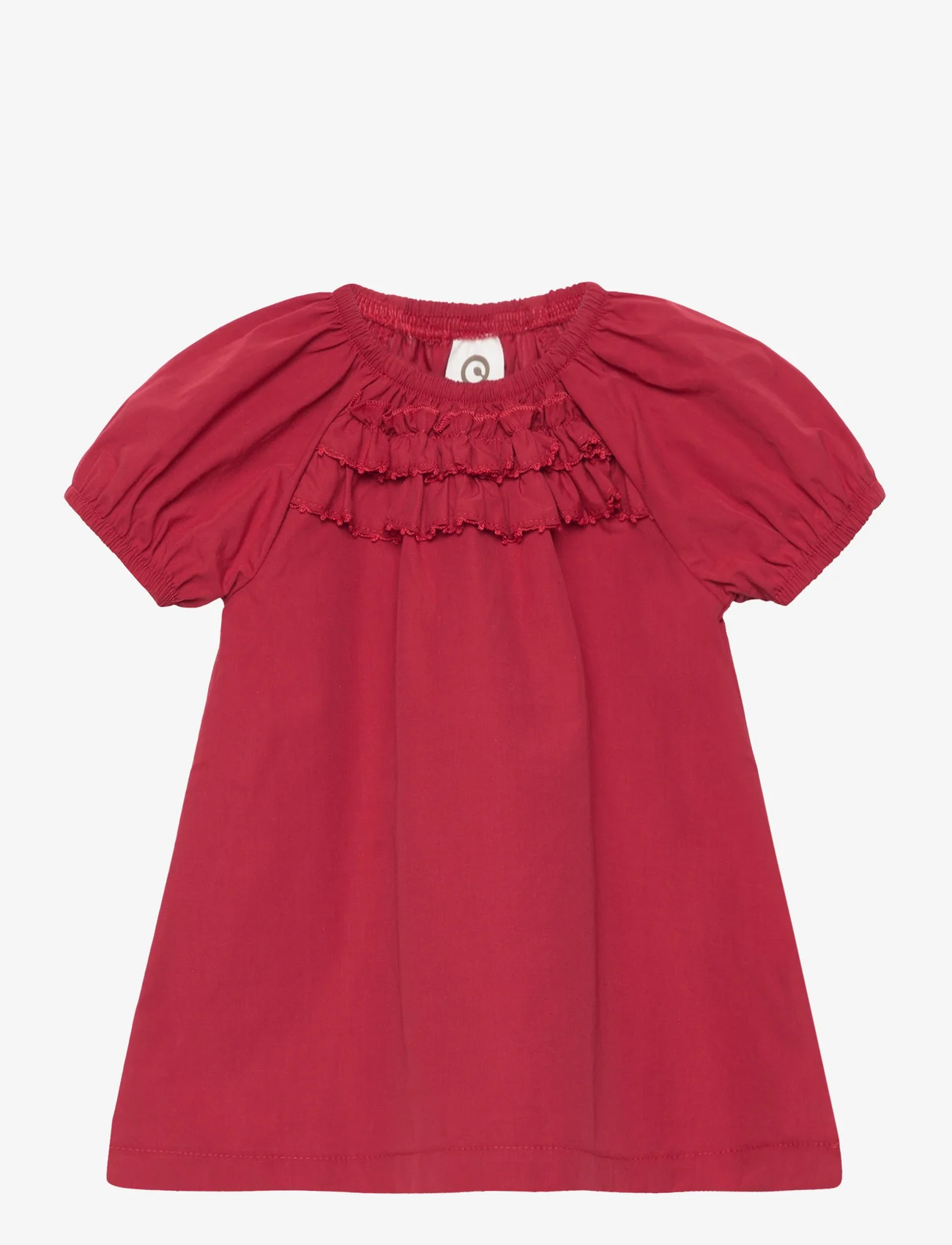 Müsli by Green Cotton - Poplin frill s/s dress baby - kortärmade babyklänningar - berry red - 0