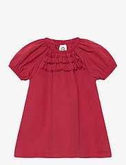 Müsli by Green Cotton - Poplin frill s/s dress baby - kortärmade babyklänningar - berry red - 0