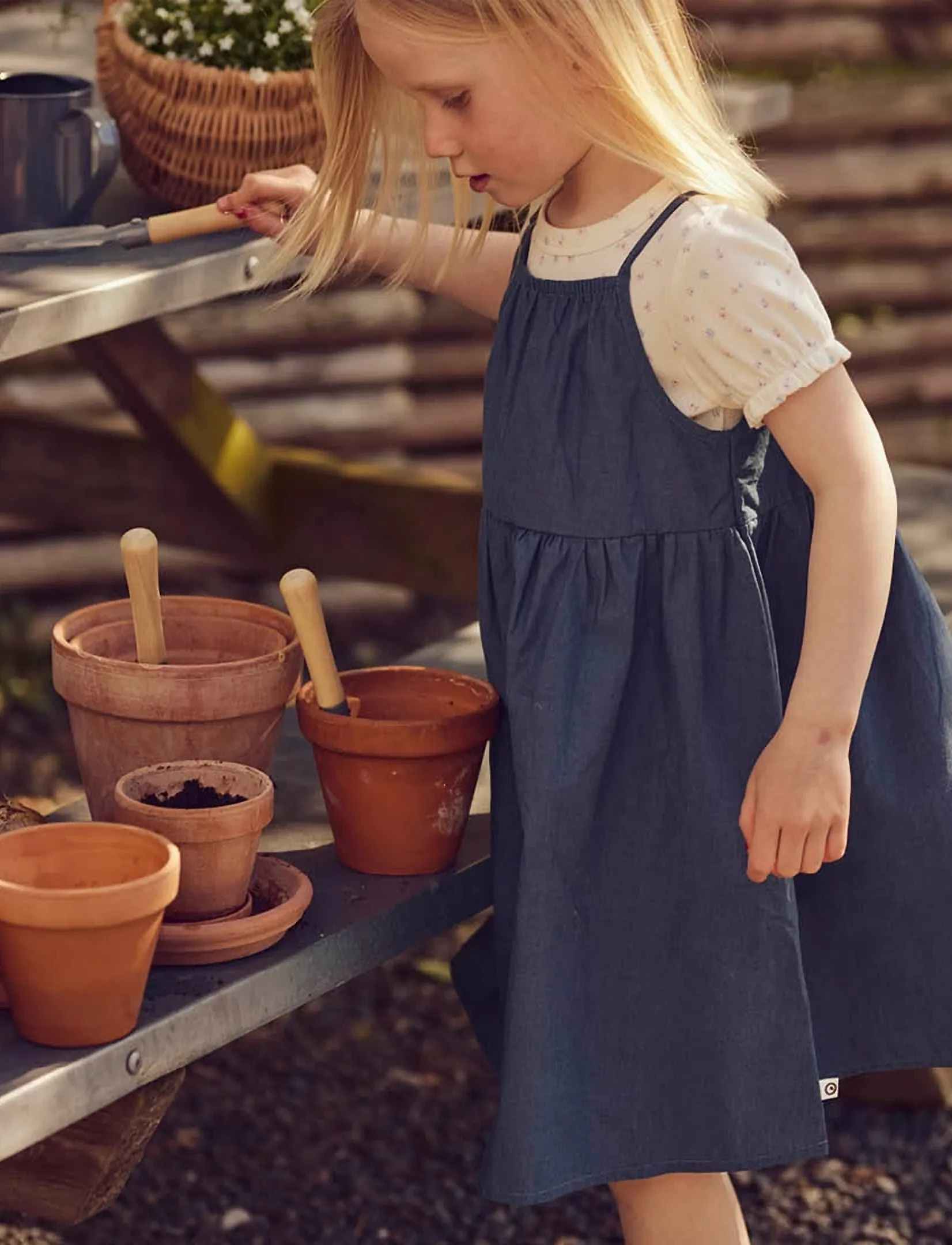 Müsli by Green Cotton Spring sleeveless dress - Dresses - CHAMBRAY / blue