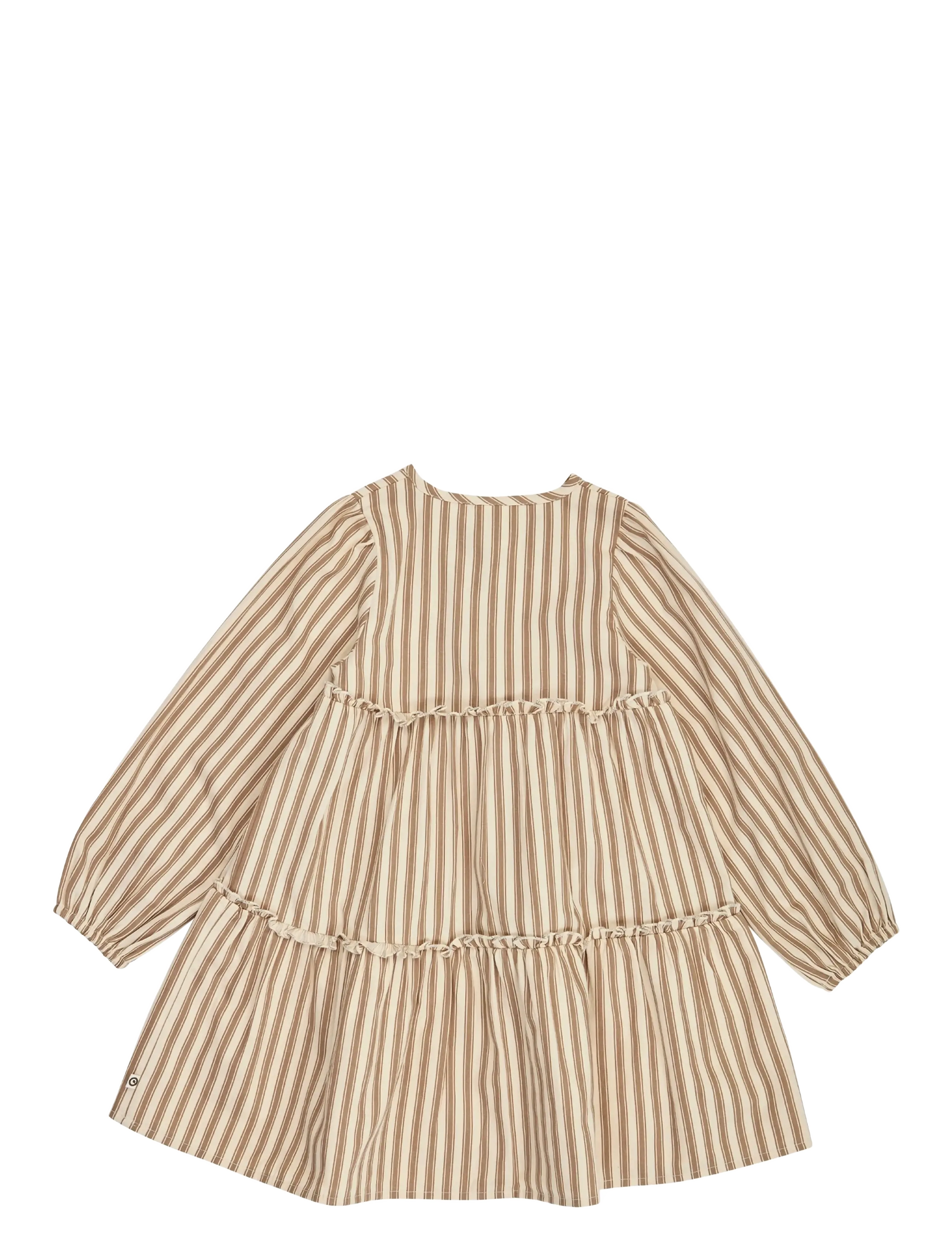 Müsli - Woven stripe layer l/s dress - oak/ walnut - 2