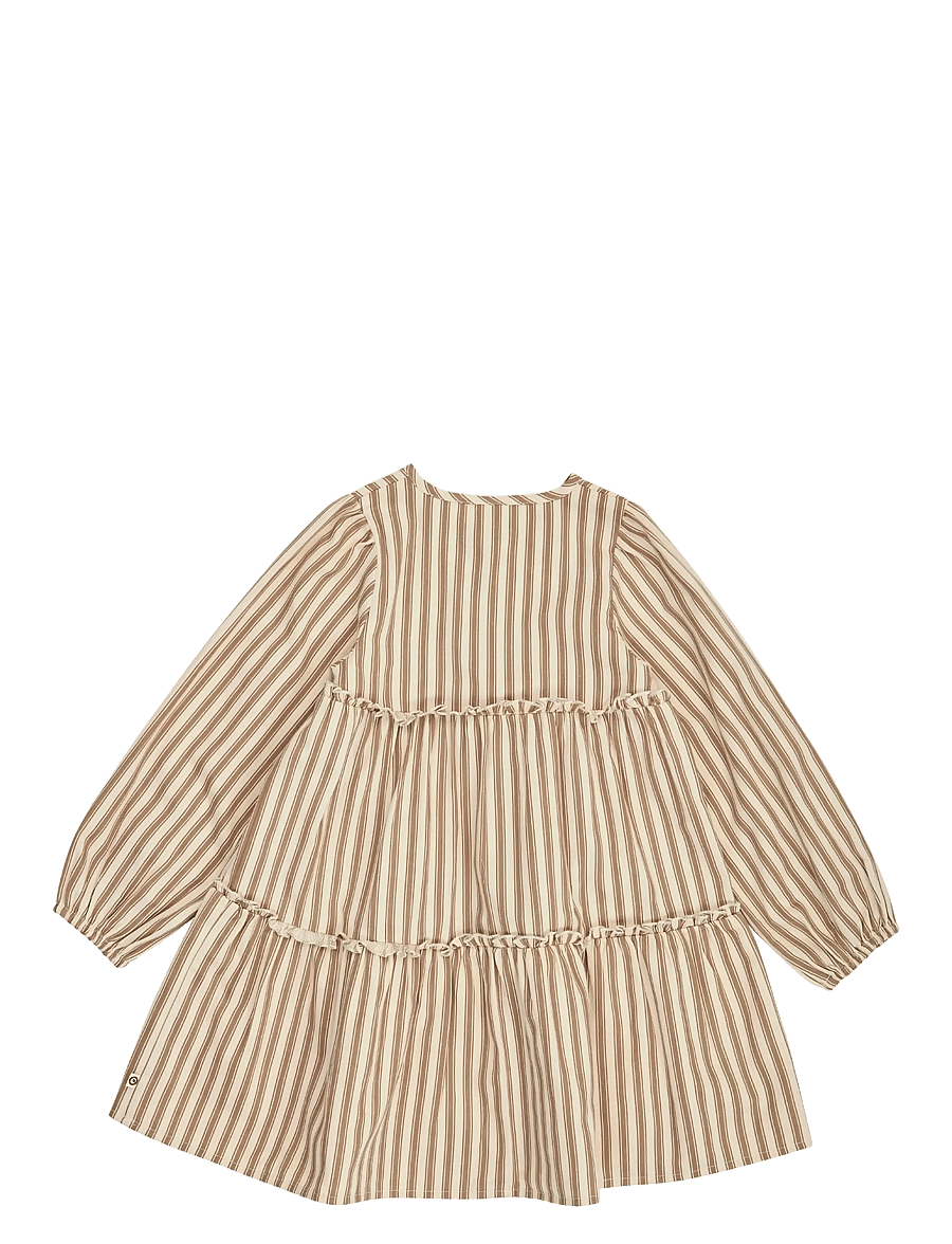 Müsli - Woven stripe layer l/s dress - oak/ walnut - 2
