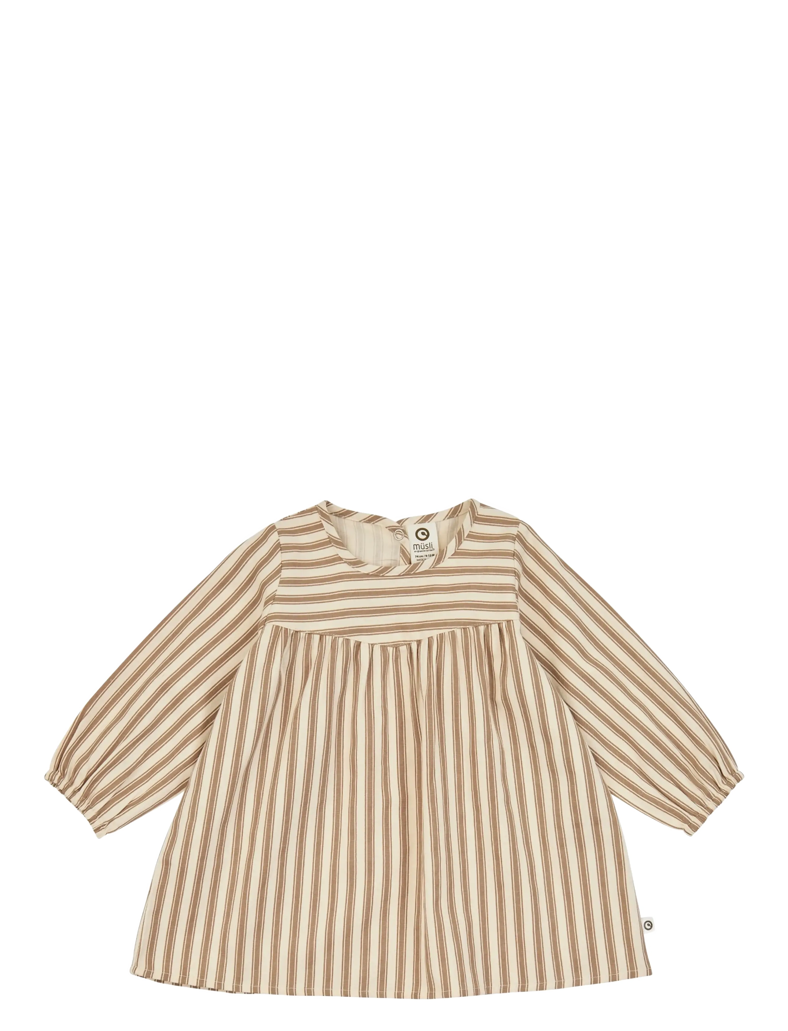 Müsli Woven stripe l/s dress baby - Müsli by Green Cotton - OAK/ WALNUT / cream
