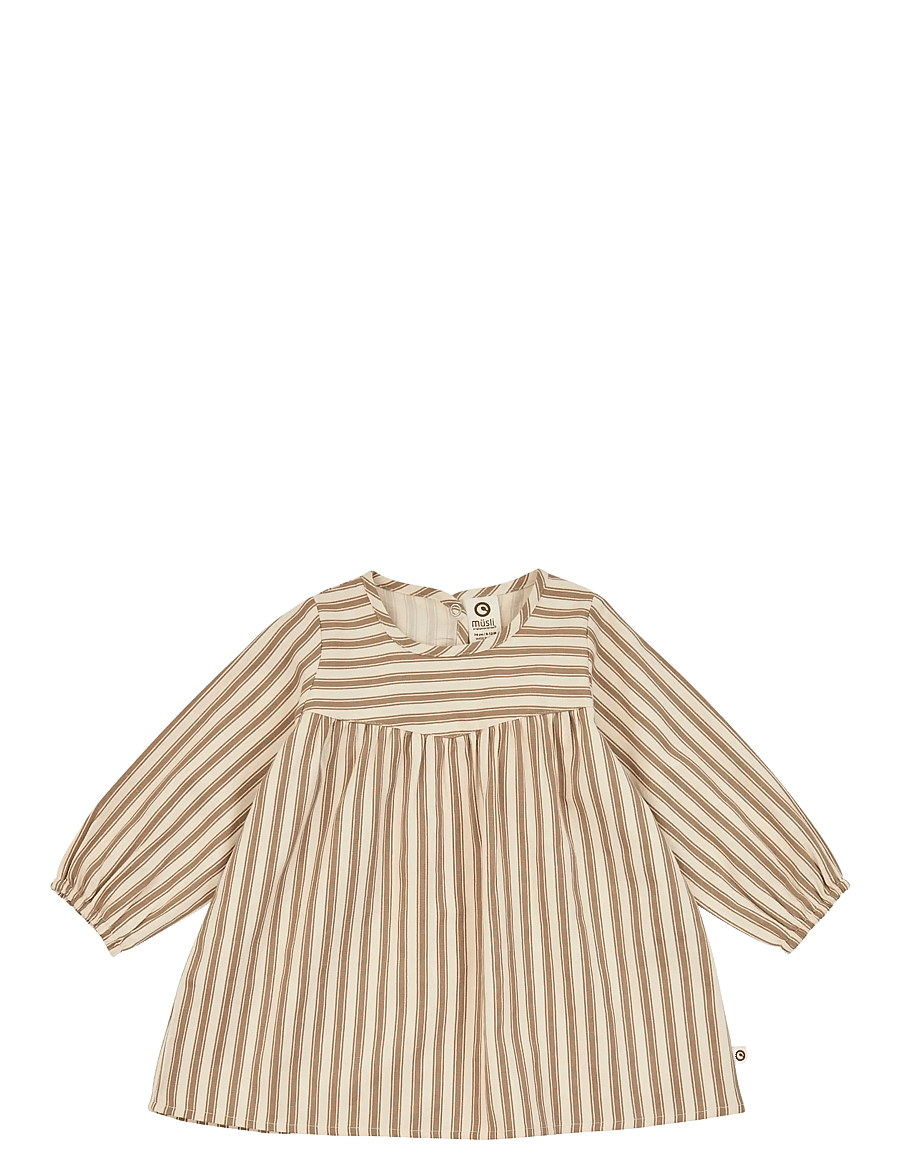 Müsli - Woven stripe l/s dress baby - oak/ walnut - 0