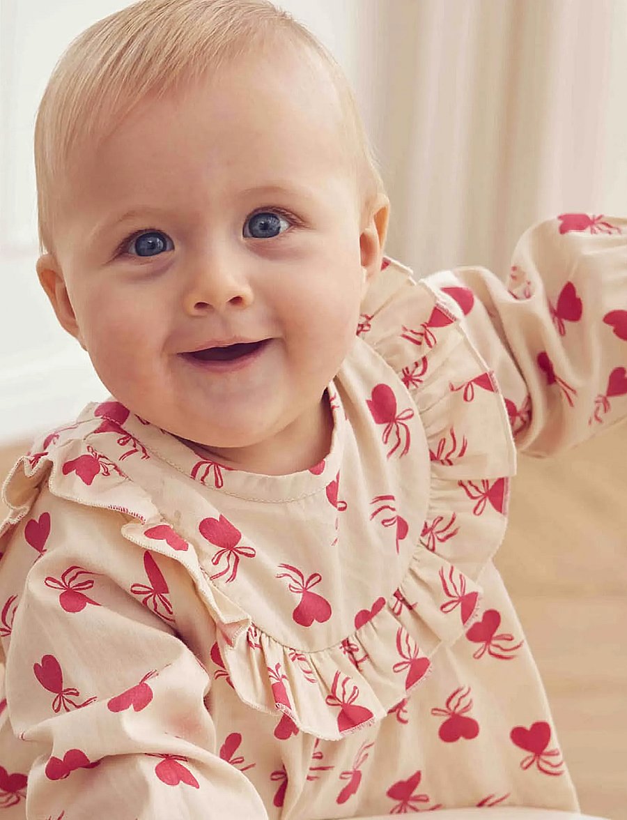 Müsli - Love letter l/s dress baby - långärmade babyklänningar - oak/ rouge red - 3