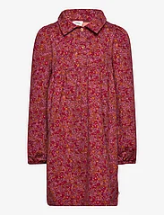 Müsli by Green Cotton - Petit blossom collar l/s dress - long-sleeved casual dresses - fig/boysenberry/berry red - 0