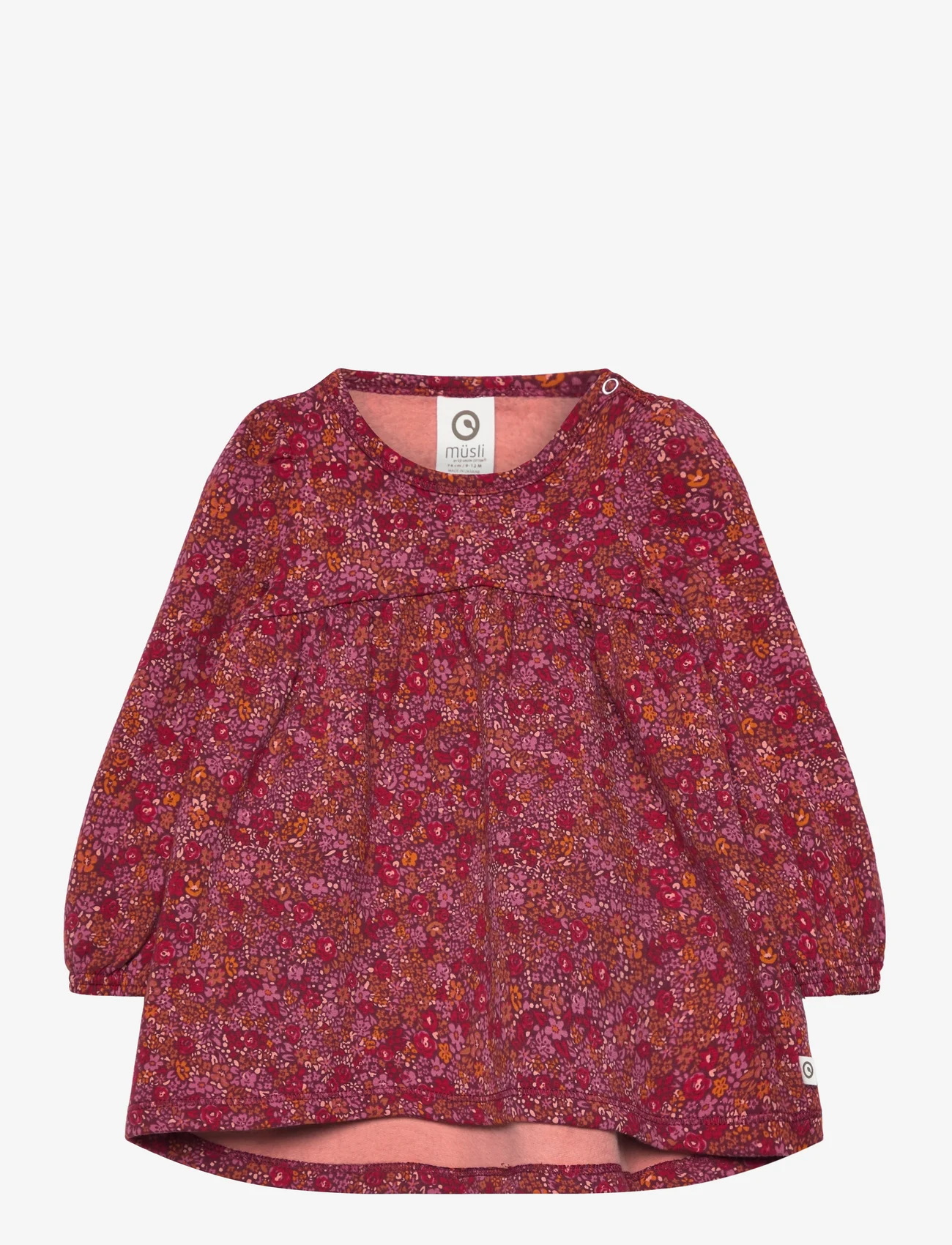 Müsli by Green Cotton - Petit blossom l/s dress baby - long-sleeved casual dresses - fig/boysenberry/berry red - 0