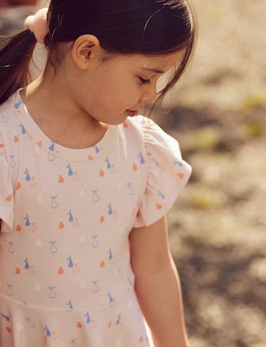 Müsli by Green Cotton - Picnic frill s/s swing dress - robes décontractées à manches courtes - primrose/ shell blue/ tofu - 3