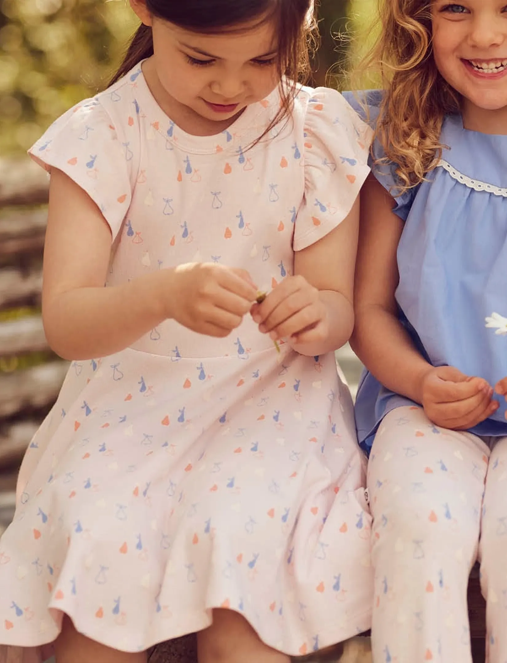 Müsli by Green Cotton - Picnic frill s/s swing dress - robes décontractées à manches courtes - primrose/ shell blue/ tofu - 4