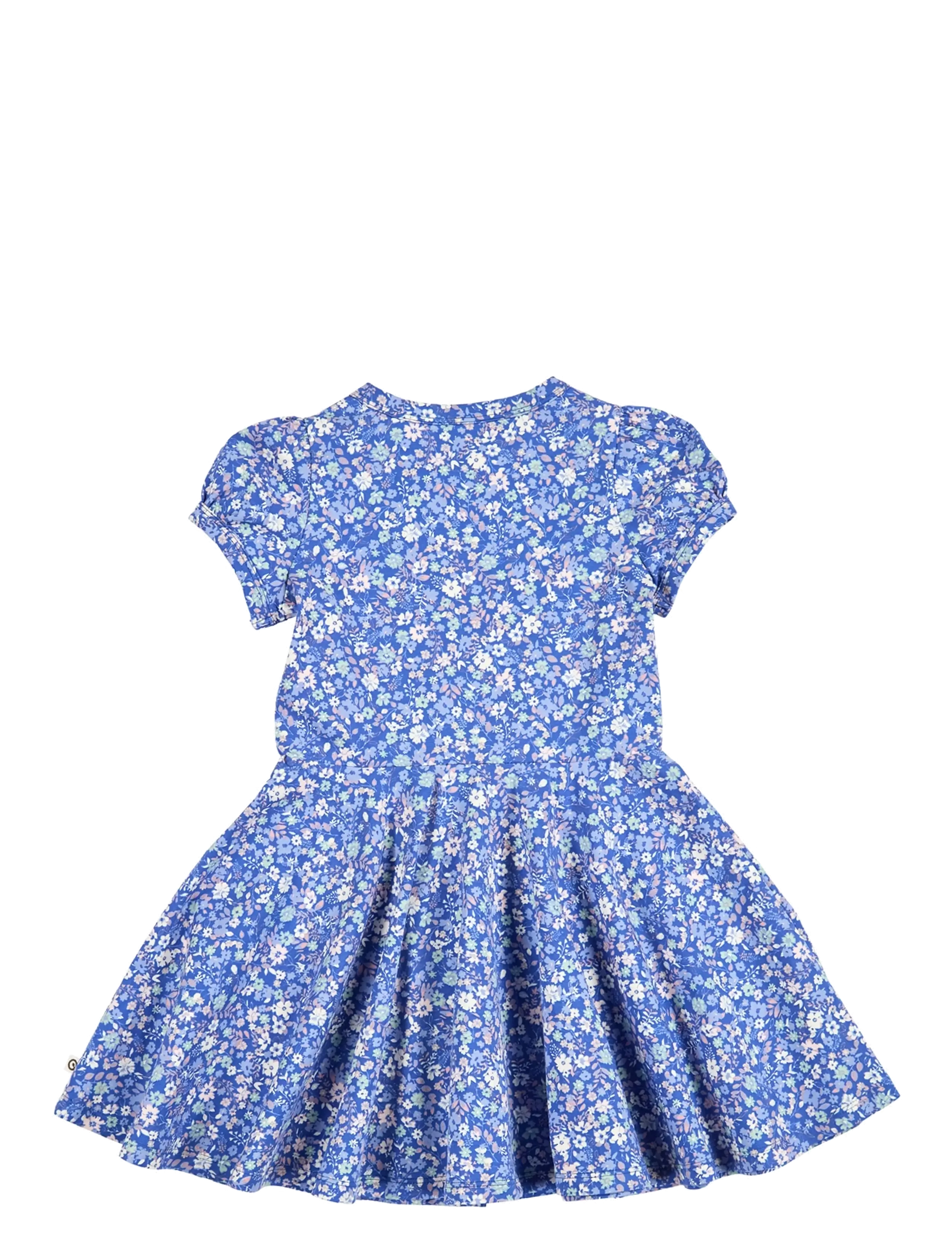 Müsli by Green Cotton - Primrose puff s/s swing dress - azure blue/ nectar/ tofu - 2