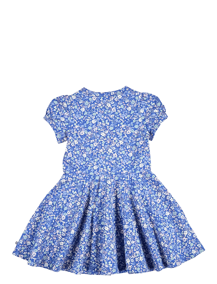 Müsli by Green Cotton - Primrose puff s/s swing dress - azure blue/ nectar/ tofu - 2
