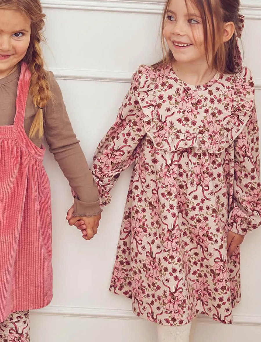 Müsli - Bouquet ruffle l/s dress - langärmelige freizeitkleider - oak/ blush/ baroque rose - 0