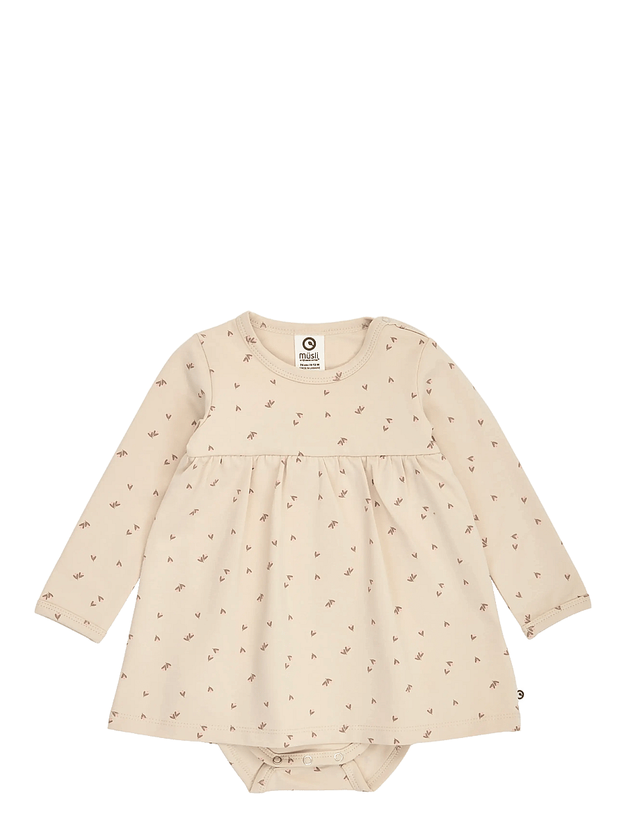 Müsli - Fleur l/s dress body - langärmelige babykleider - oak/ walnut/ blush - 0