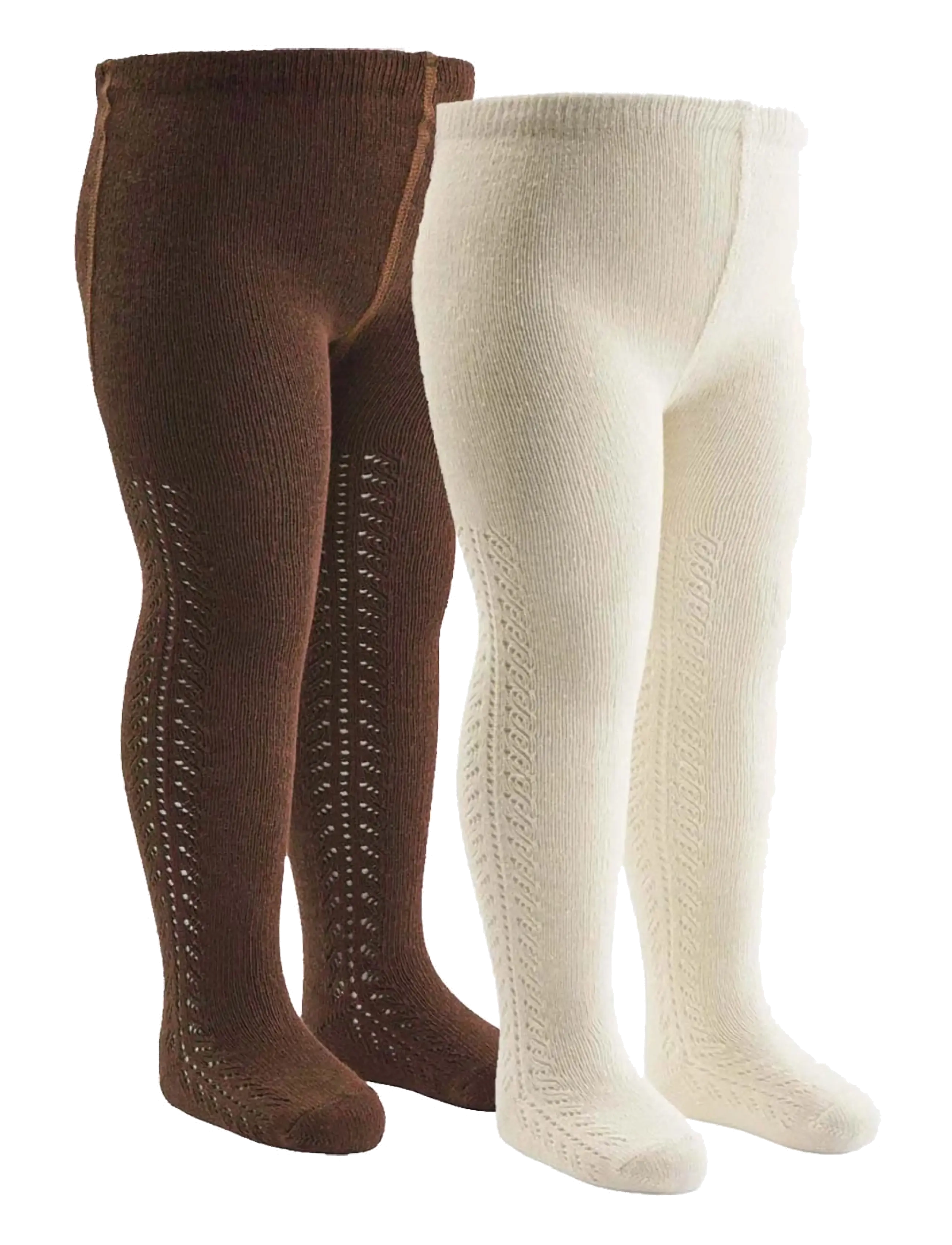 Müsli by Green Cotton Lace stockings baby 2-pack - Müsli by Green Cotton - BARK/ BALSAM CREAM / brown