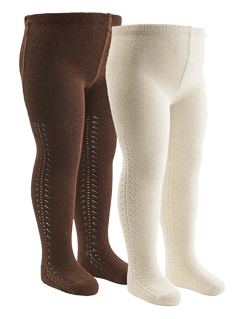 Müsli by Green Cotton - Lace stockings 2-pack - strumpfhosen - bark/ balsam cream - 0