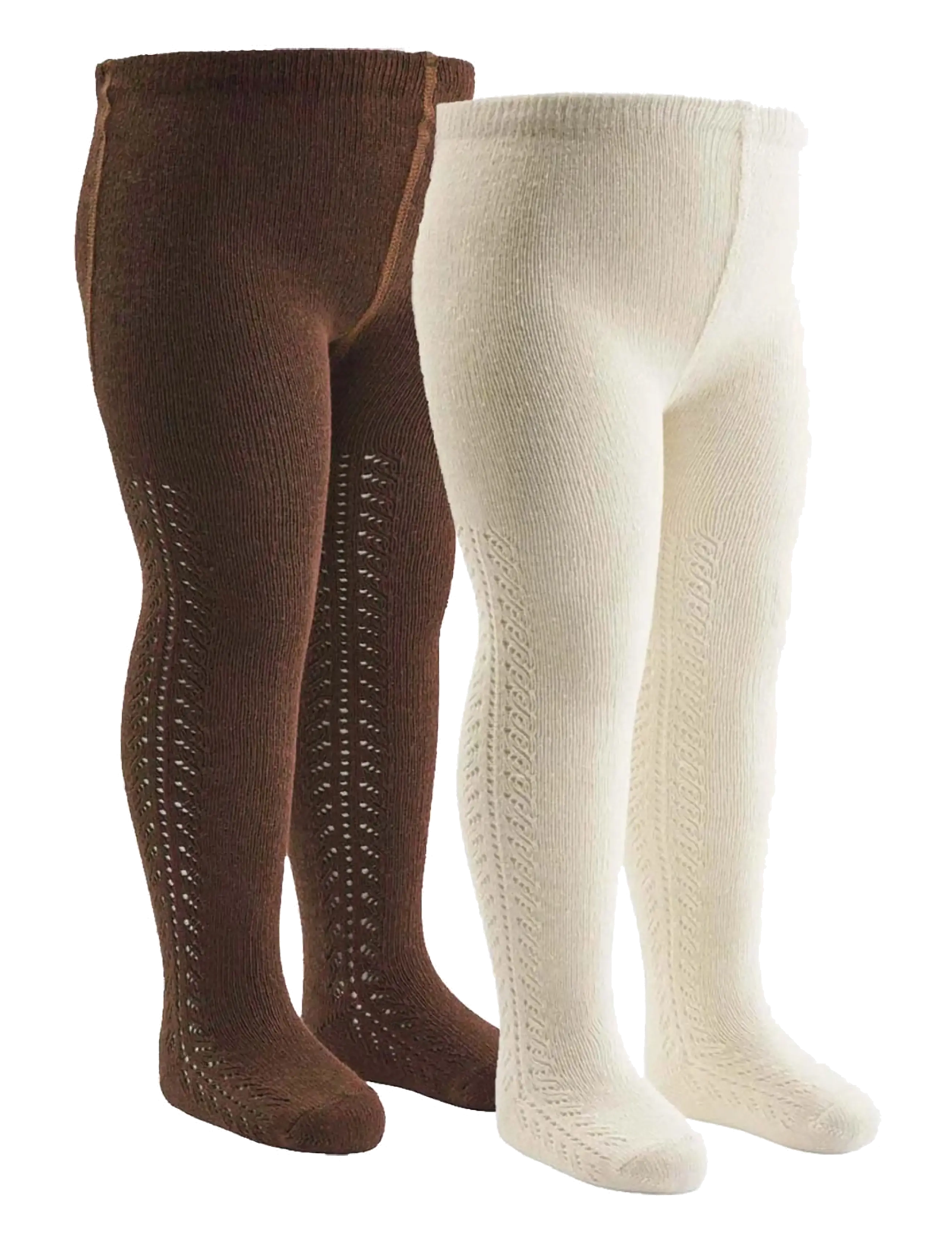 Müsli by Green Cotton Lace stockings 2-pack - Müsli by Green Cotton - BARK/ BALSAM CREAM / brown