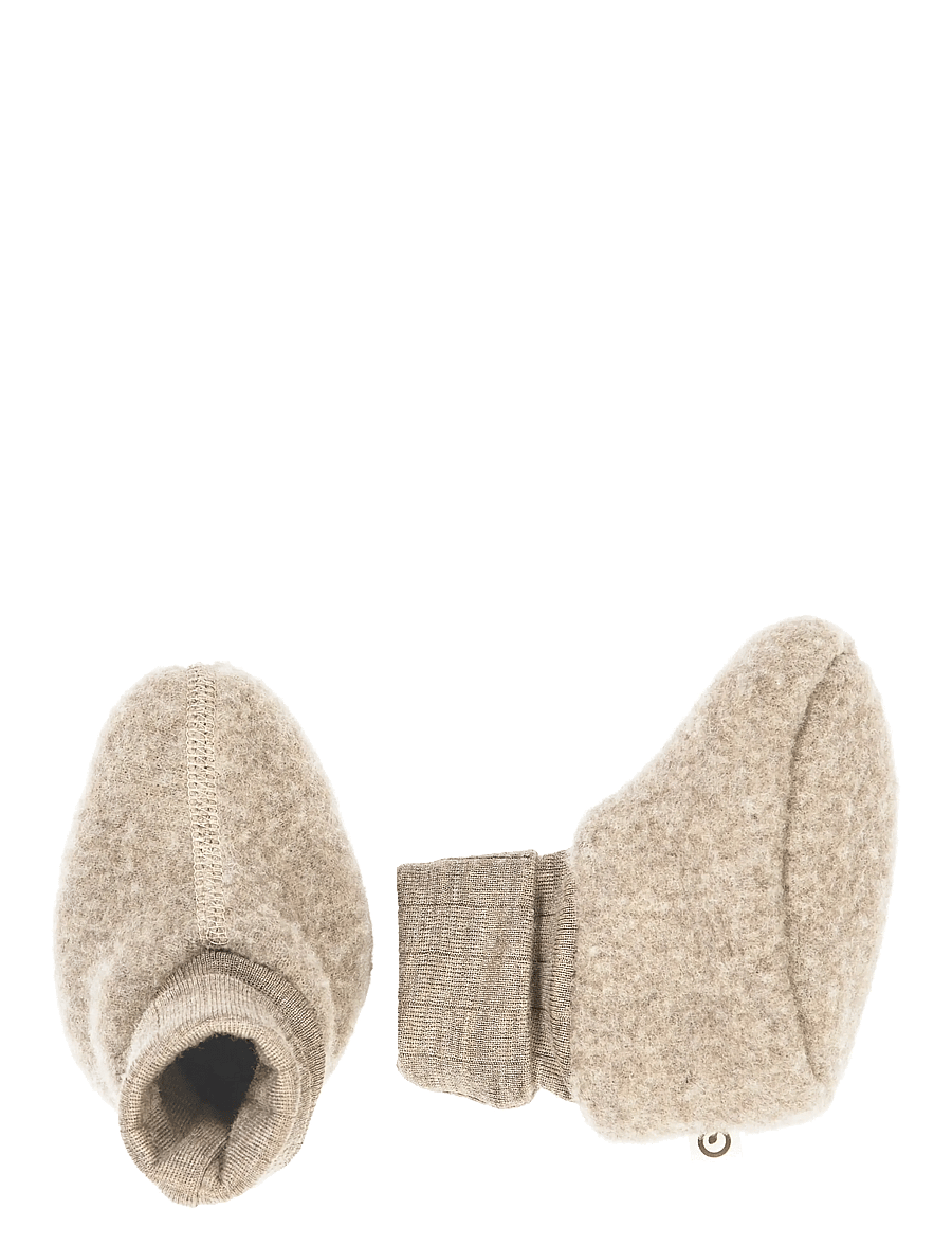 Müsli by Green Cotton - Woolly fleece booties - babystrikstøvler - balsam melange - 0