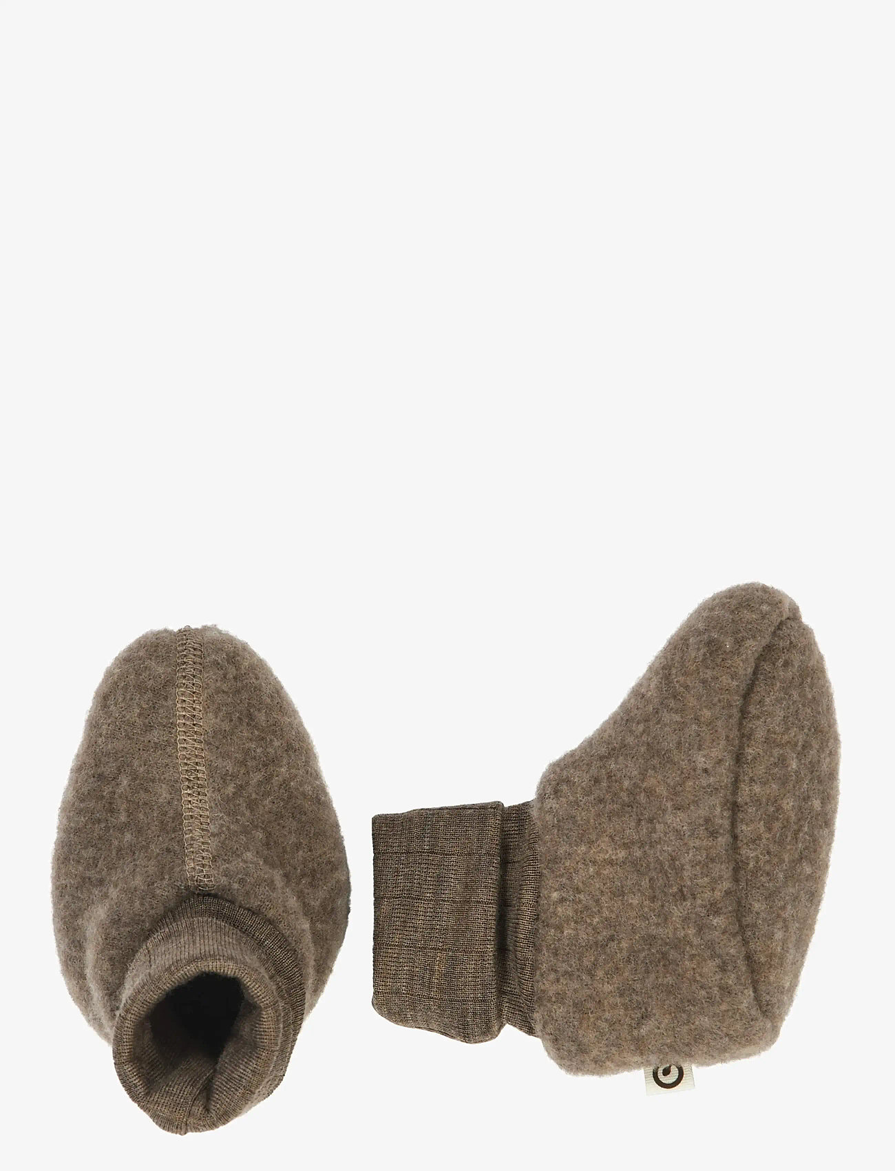 Müsli by Green Cotton - Woolly fleece booties - baby tossor - walnut melange - 0