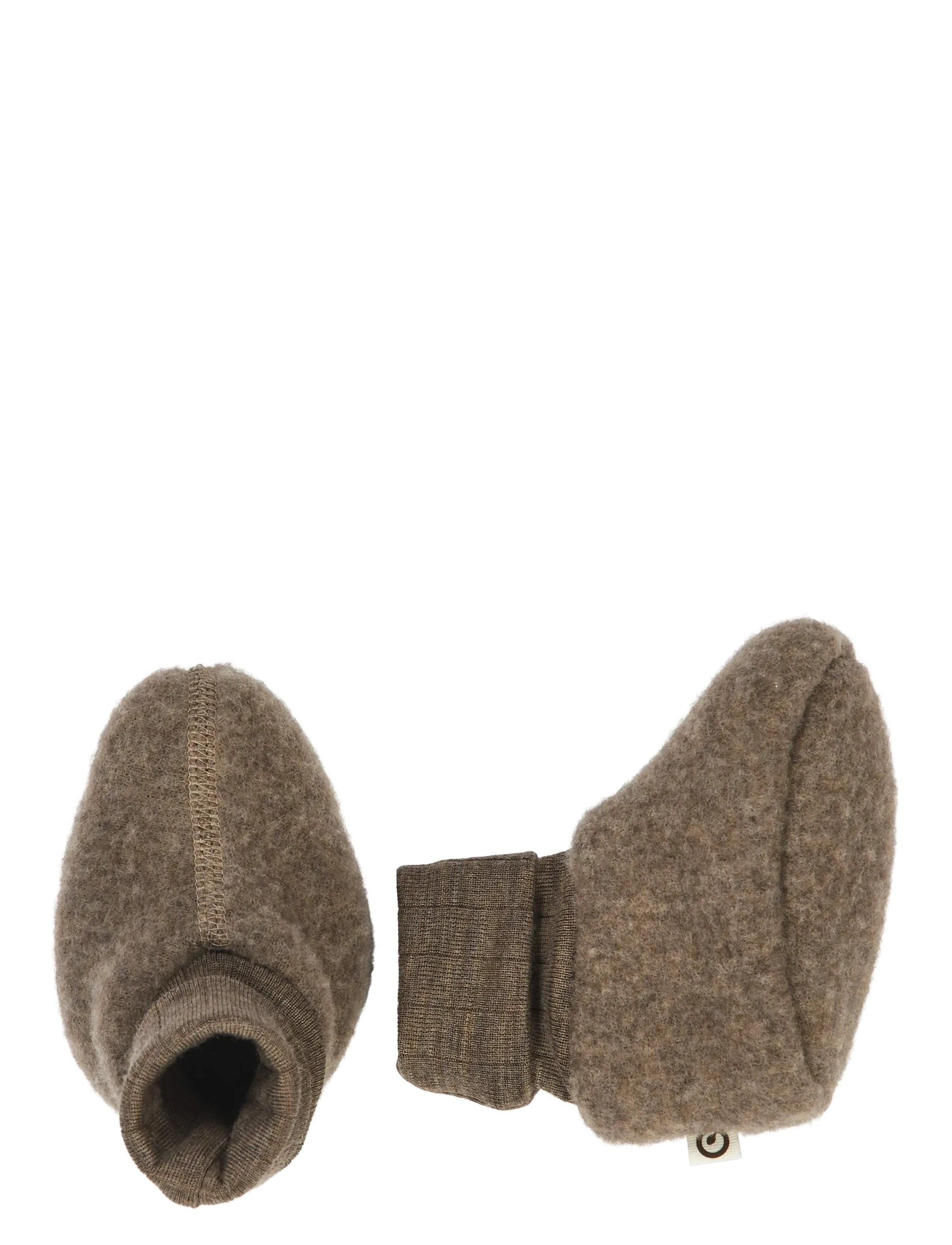 Müsli by Green Cotton Woolly fleece booties - Skor - WALNUT MELANGE / brown