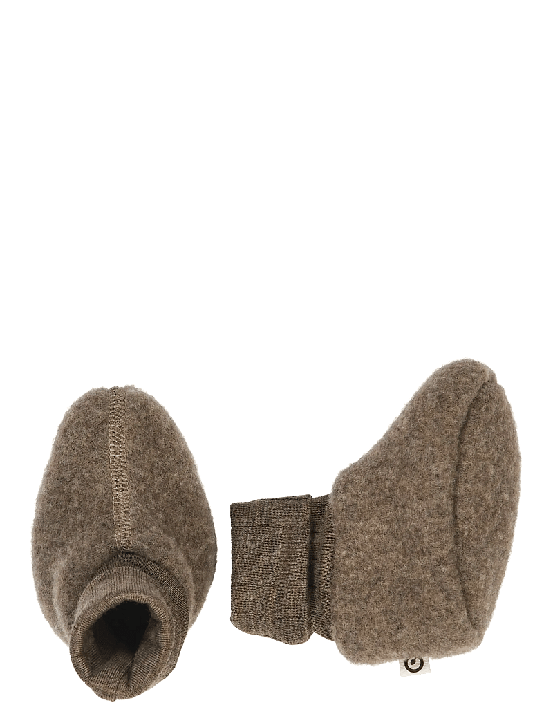 Müsli by Green Cotton - Woolly fleece booties - baby tossor - walnut melange - 0