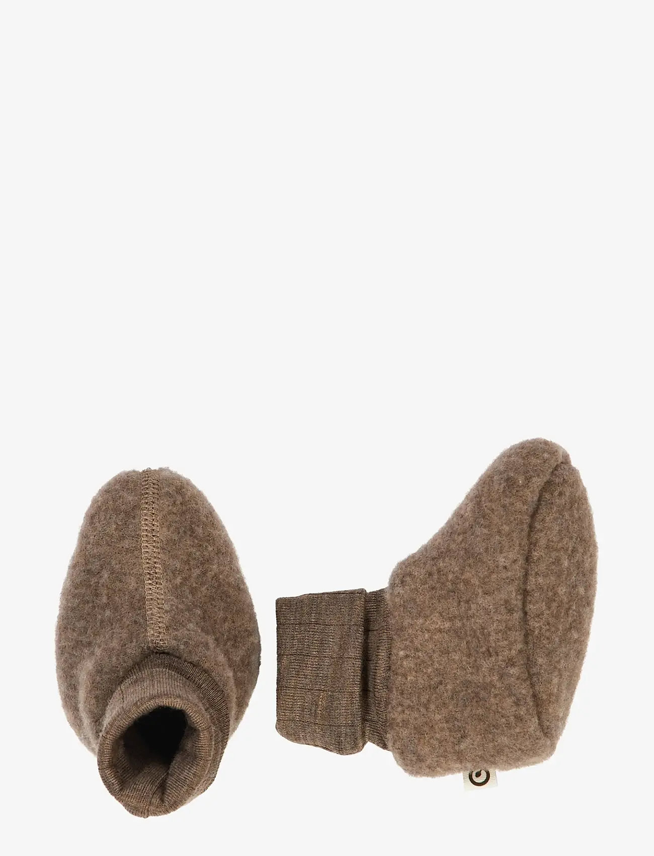 Müsli by Green Cotton - Woolly fleece booties - baby tossor - walnut melange - 1