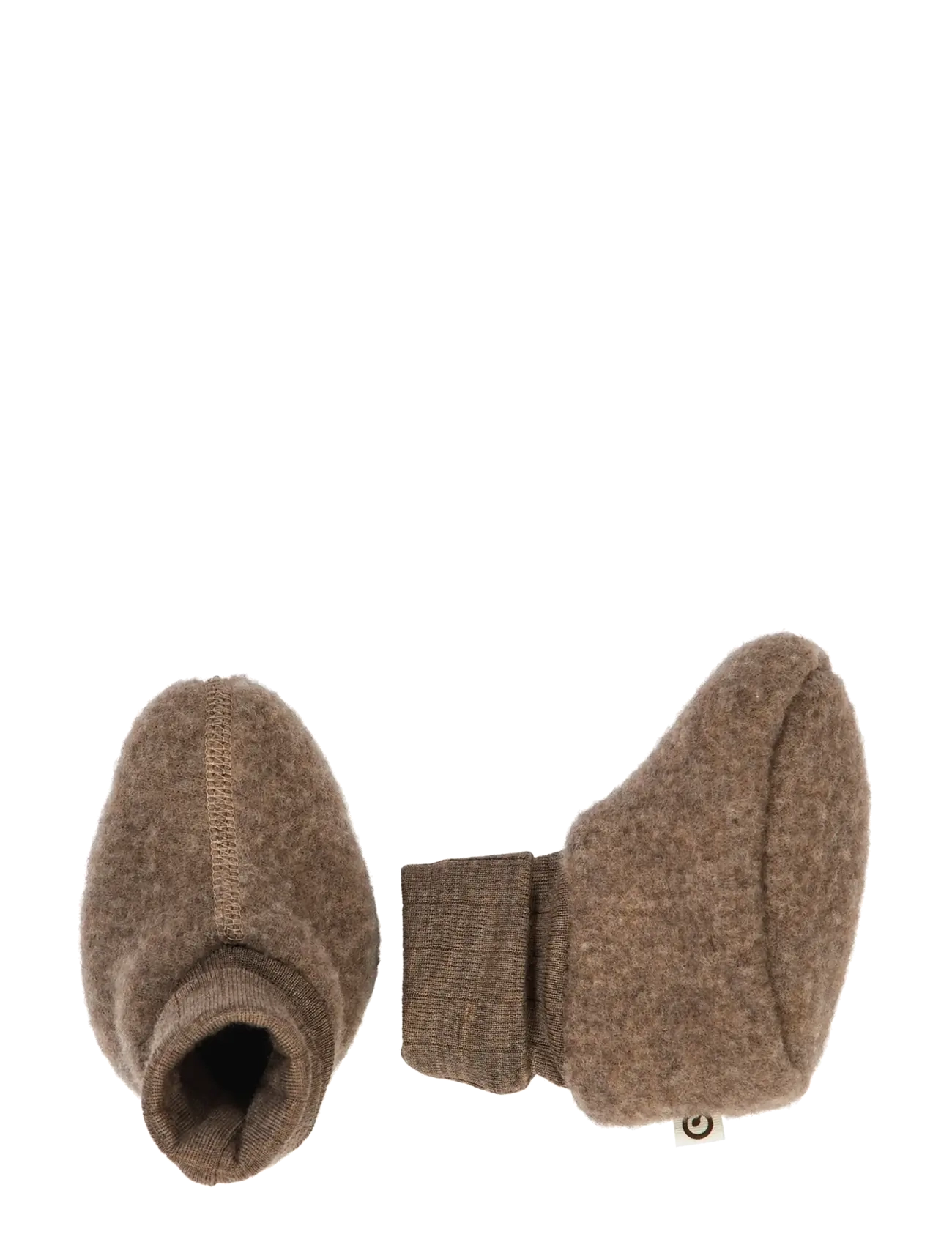 Müsli by Green Cotton - Woolly fleece booties - babystrikstøvler - walnut melange - 1
