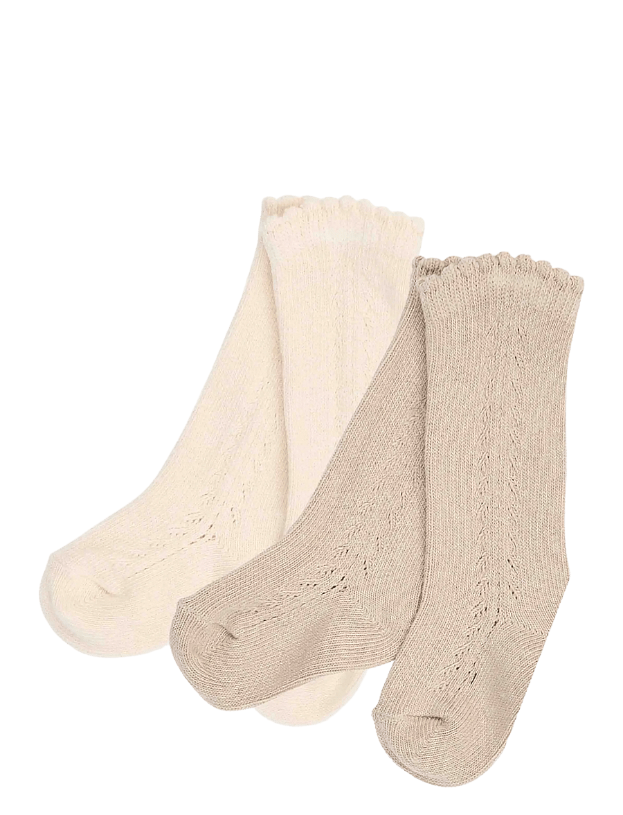 Müsli - Knee Socks Baby 2-Pack - bebisstrumpor - walnut/ oat 690000367 - 0