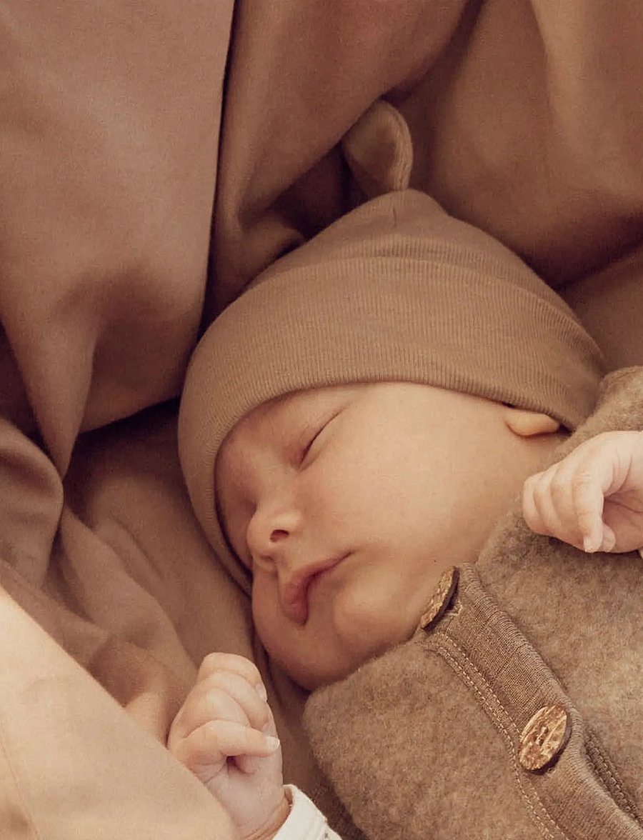 Müsli by Green Cotton - Rib bear beanie - chapeaux pour bébés - walnut - 0