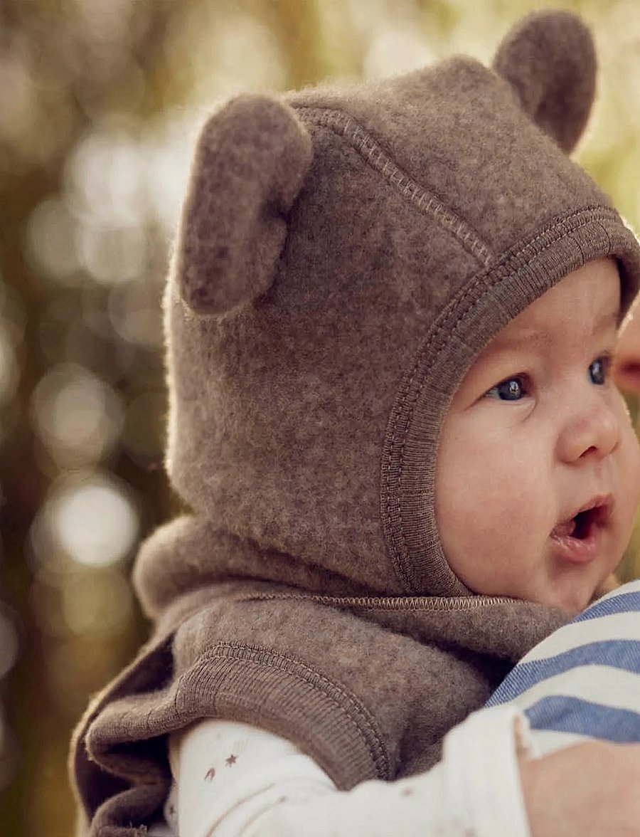 Müsli by Green Cotton - Woolly fleece bear balaclava - accessoires d'hiver - walnut melange - 0