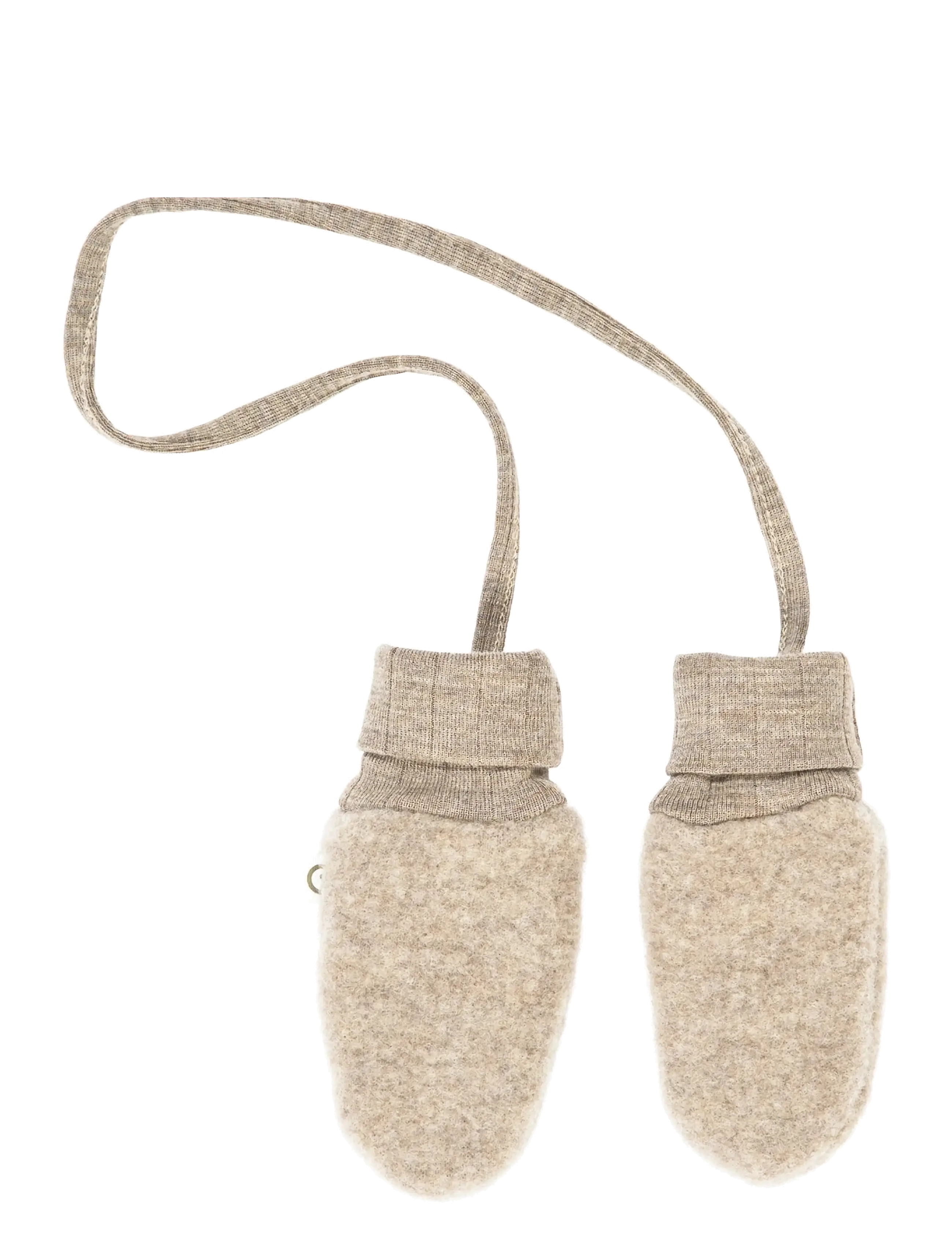 Müsli by Green Cotton Woolly fleece mittens - Vantar - BALSAM MELANGE / beige