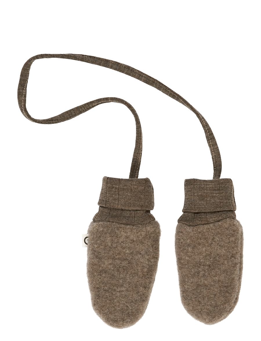 Müsli by Green Cotton - Woolly fleece mittens - handsker - walnut melange - 0