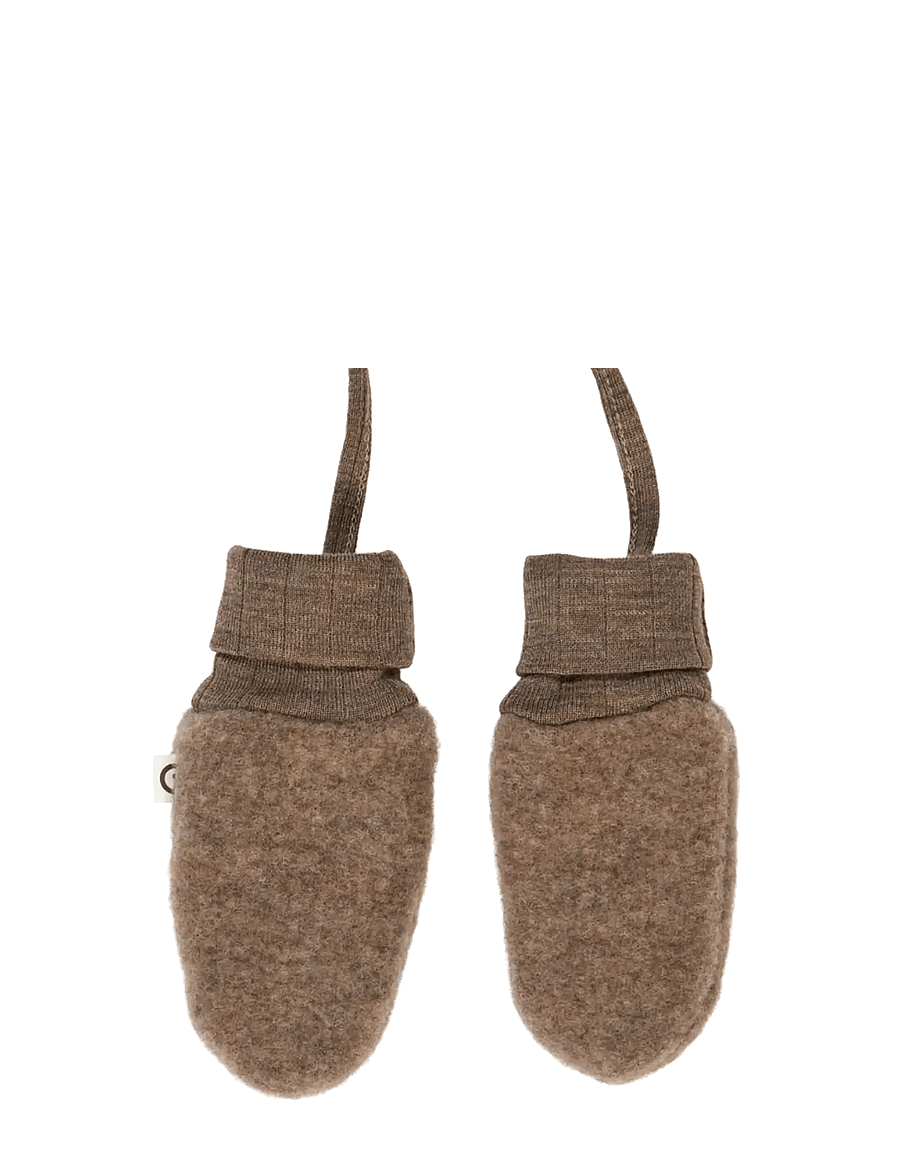 Müsli by Green Cotton - Woolly fleece mittens - handsker - walnut melange - 1