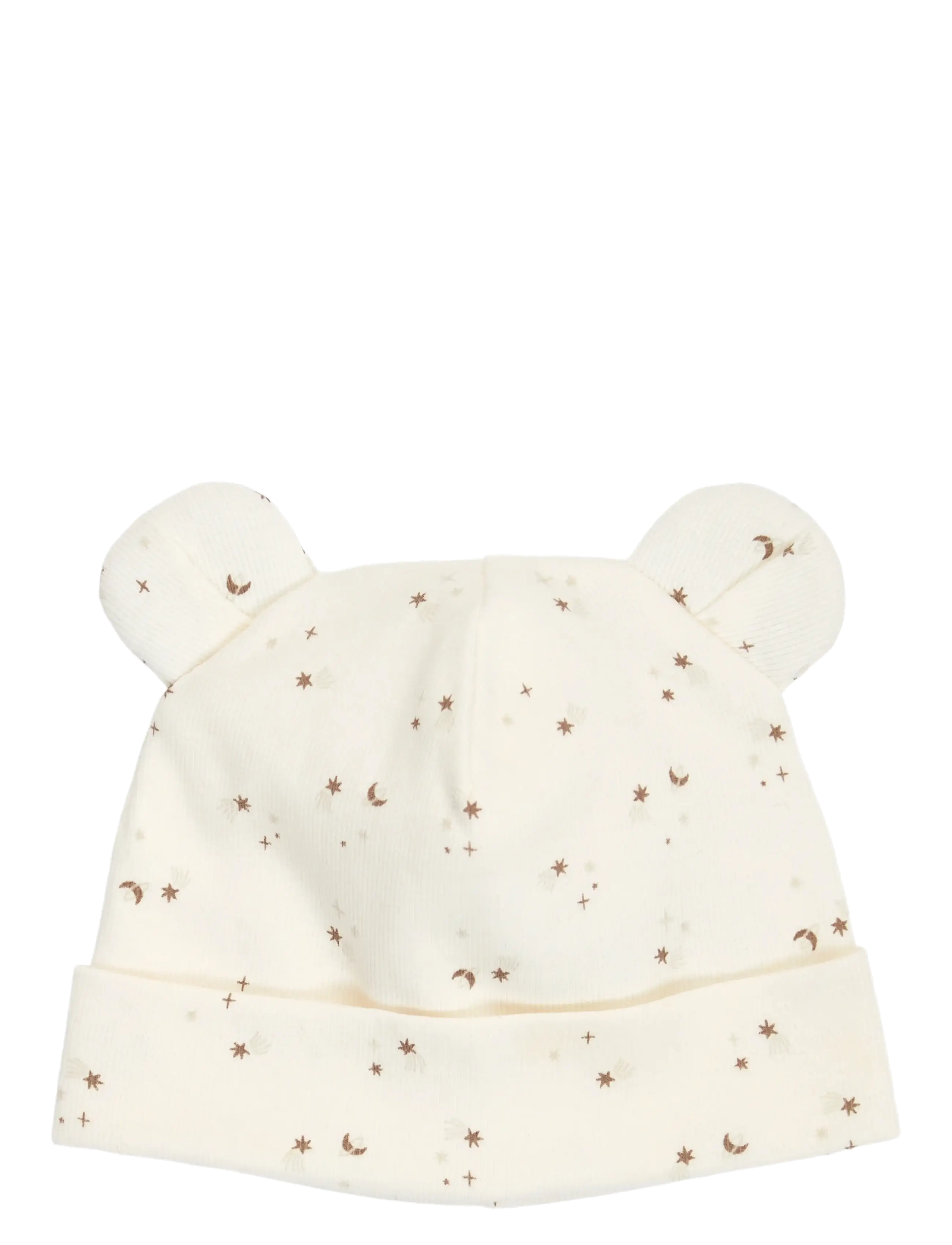 Müsli by Green Cotton Sparkle bear beanie - Accessoires - BALSAM CREAM/ WALNUT/ OAT / white