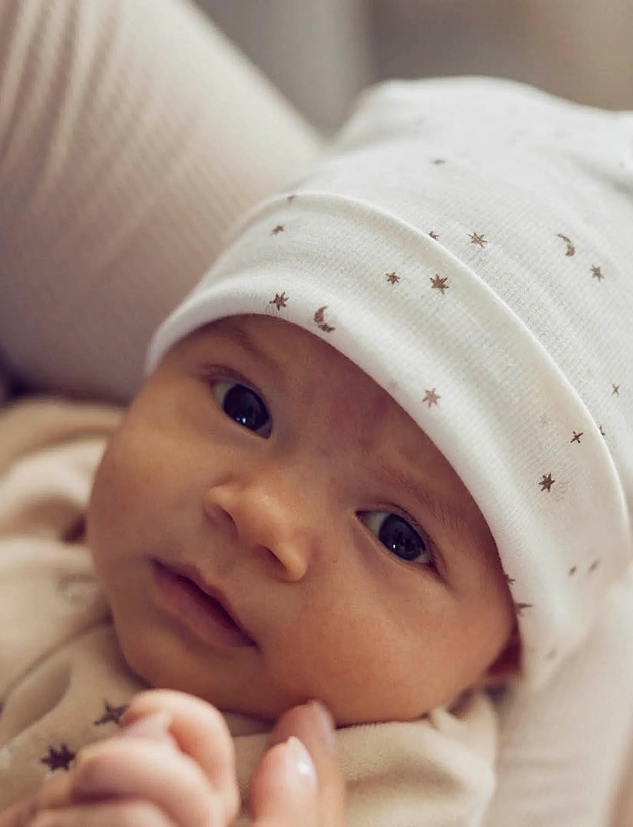 Müsli by Green Cotton - Sparkle bear beanie - babymützen - balsam cream/ walnut/ oat - 0