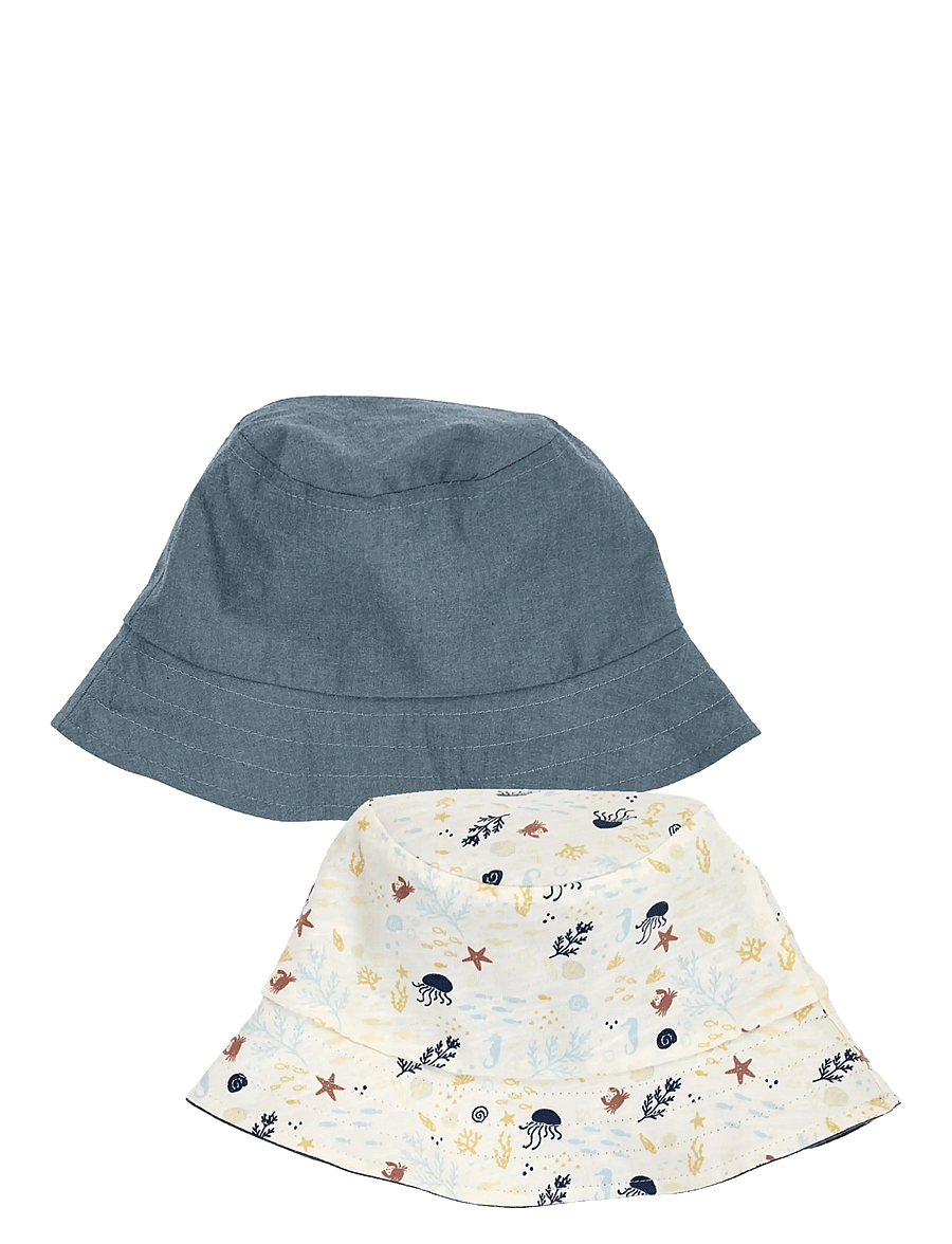 Müsli by Green Cotton - Sea reversible bucket hat baby - winteraccessoires - chambray - 3