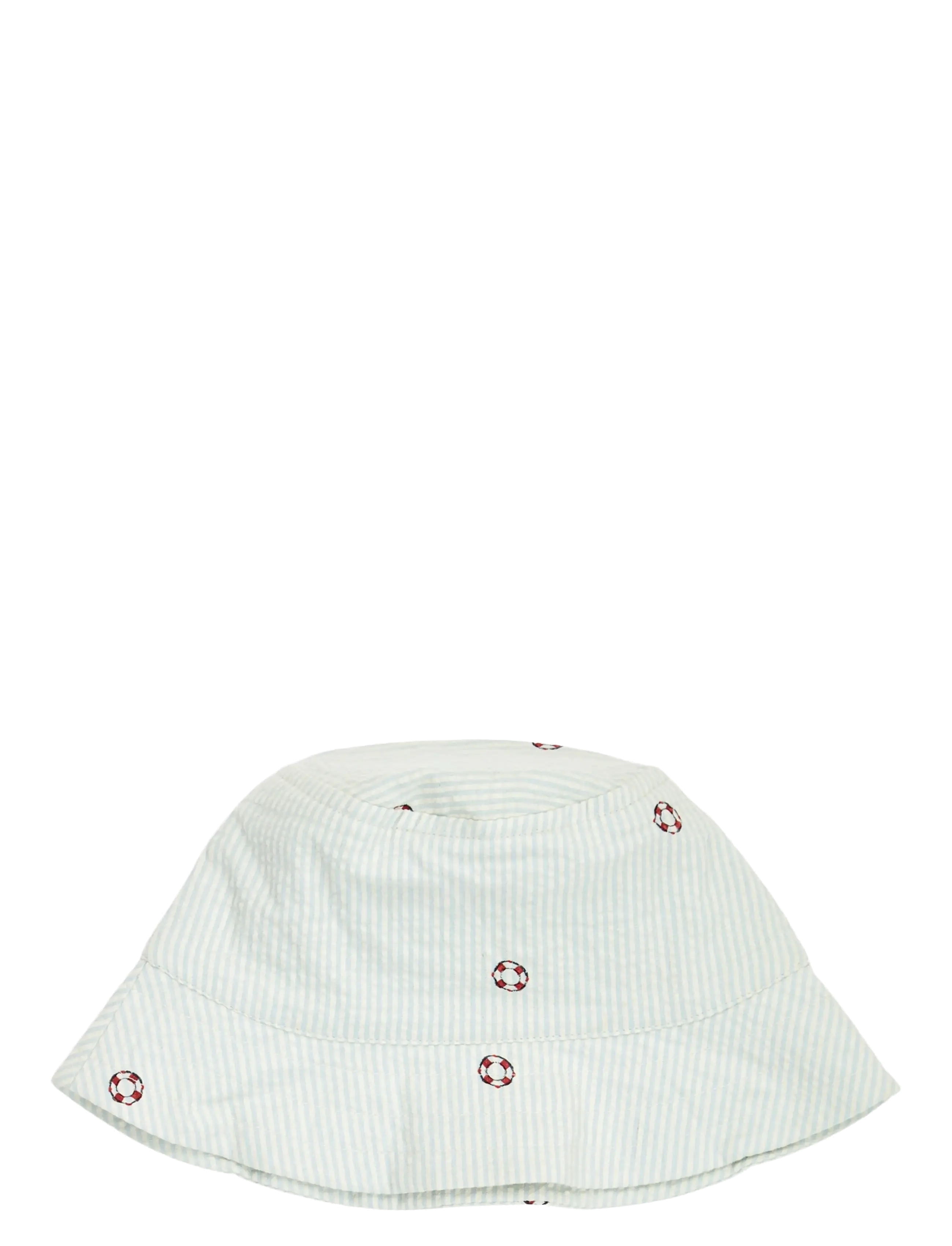 Müsli by Green Cotton Seersucker stripe bucket hat baby - Chapeaux - TOFU/ OCEAN/ MINERAL RED / green