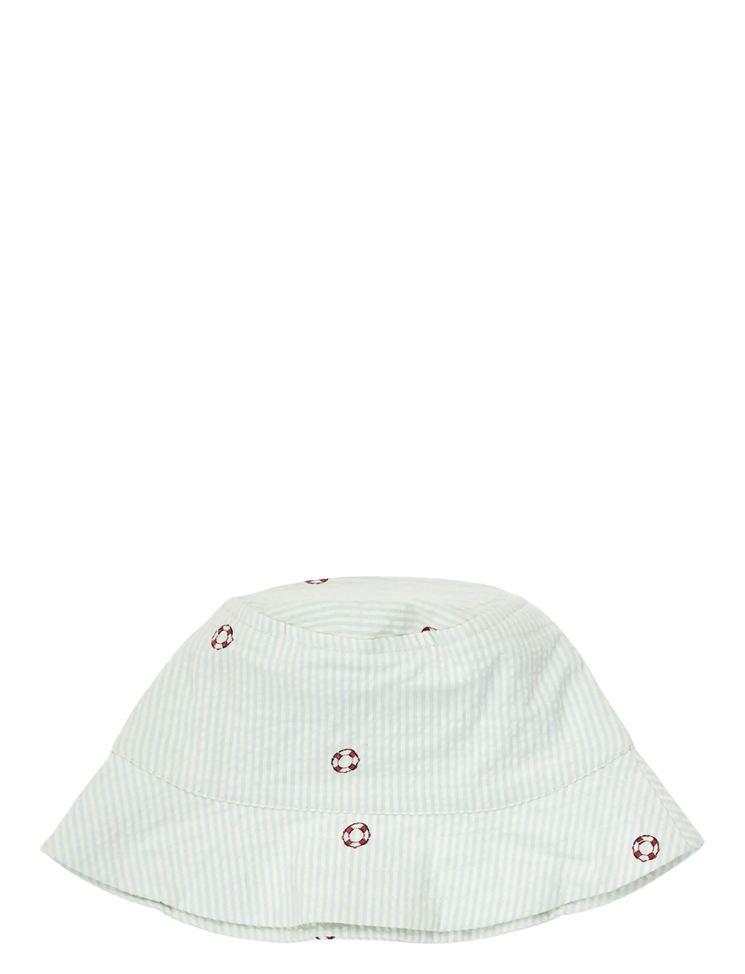 Müsli by Green Cotton - Seersucker stripe bucket hat baby - winteraccessoires - tofu/ ocean/ mineral red - 2