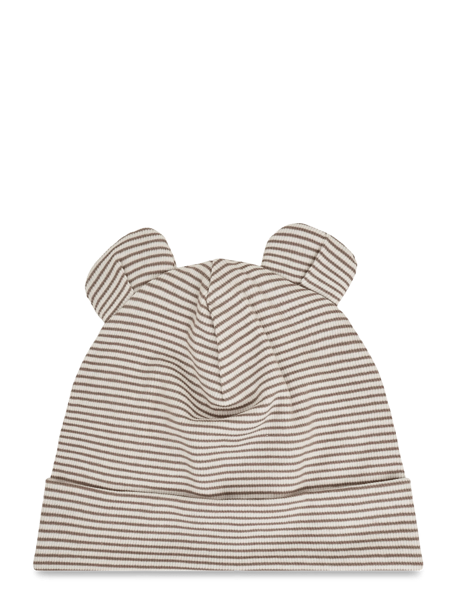 Müsli - Mini stripe rib bear beanie - babymössor - balsam cream/ walnut/ oat 690000320 - 1