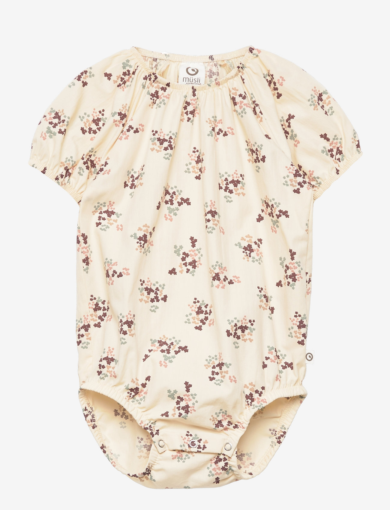 Müsli by Green Cotton - Flora poplin bell s/s body - buttercream - 0