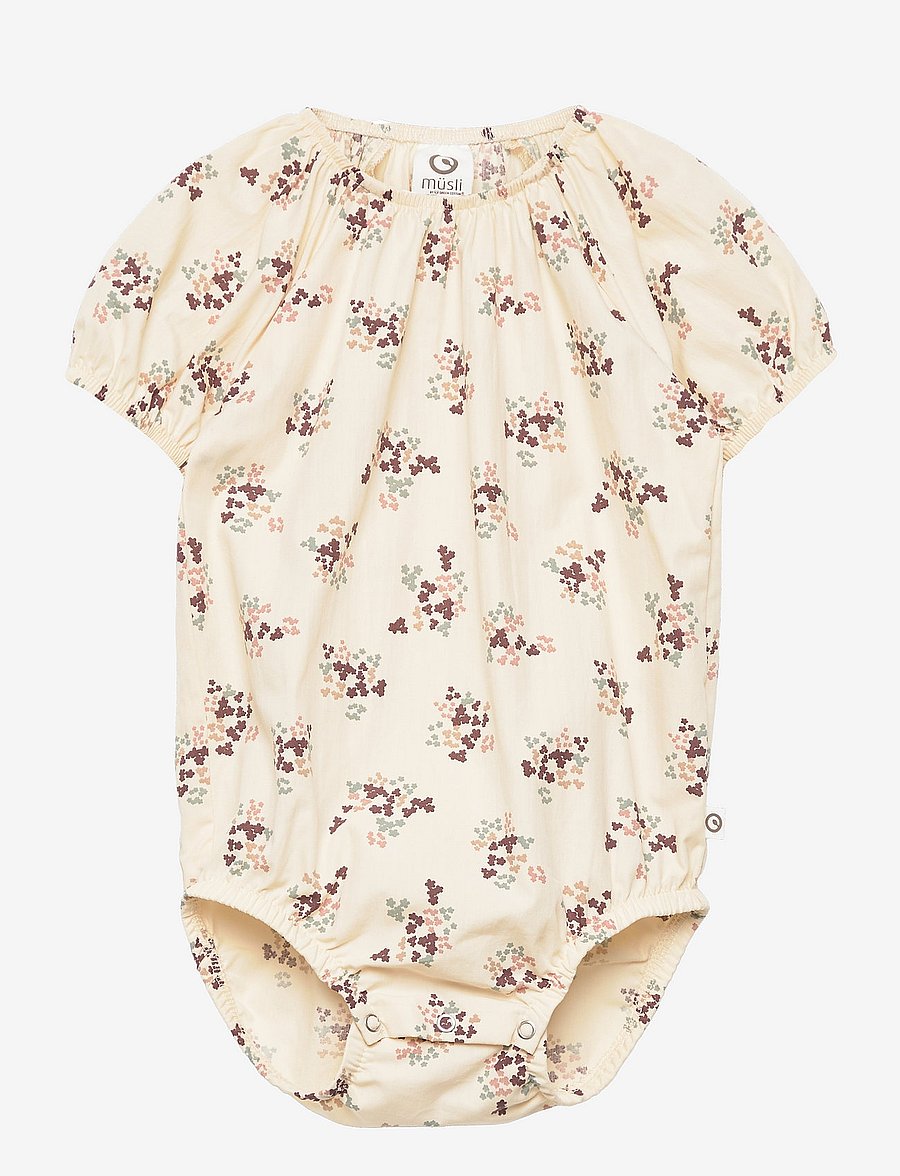 Müsli by Green Cotton - Flora poplin bell s/s body - buttercream - 0